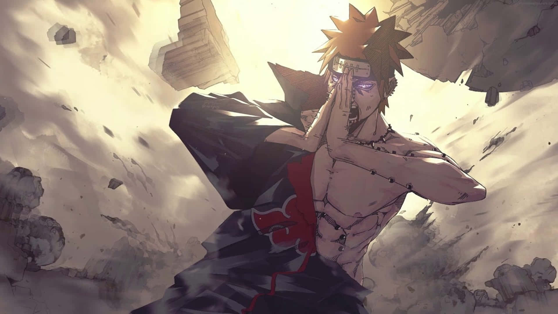 Naruto and Pain Facing Down Devastating Futures Wallpaper