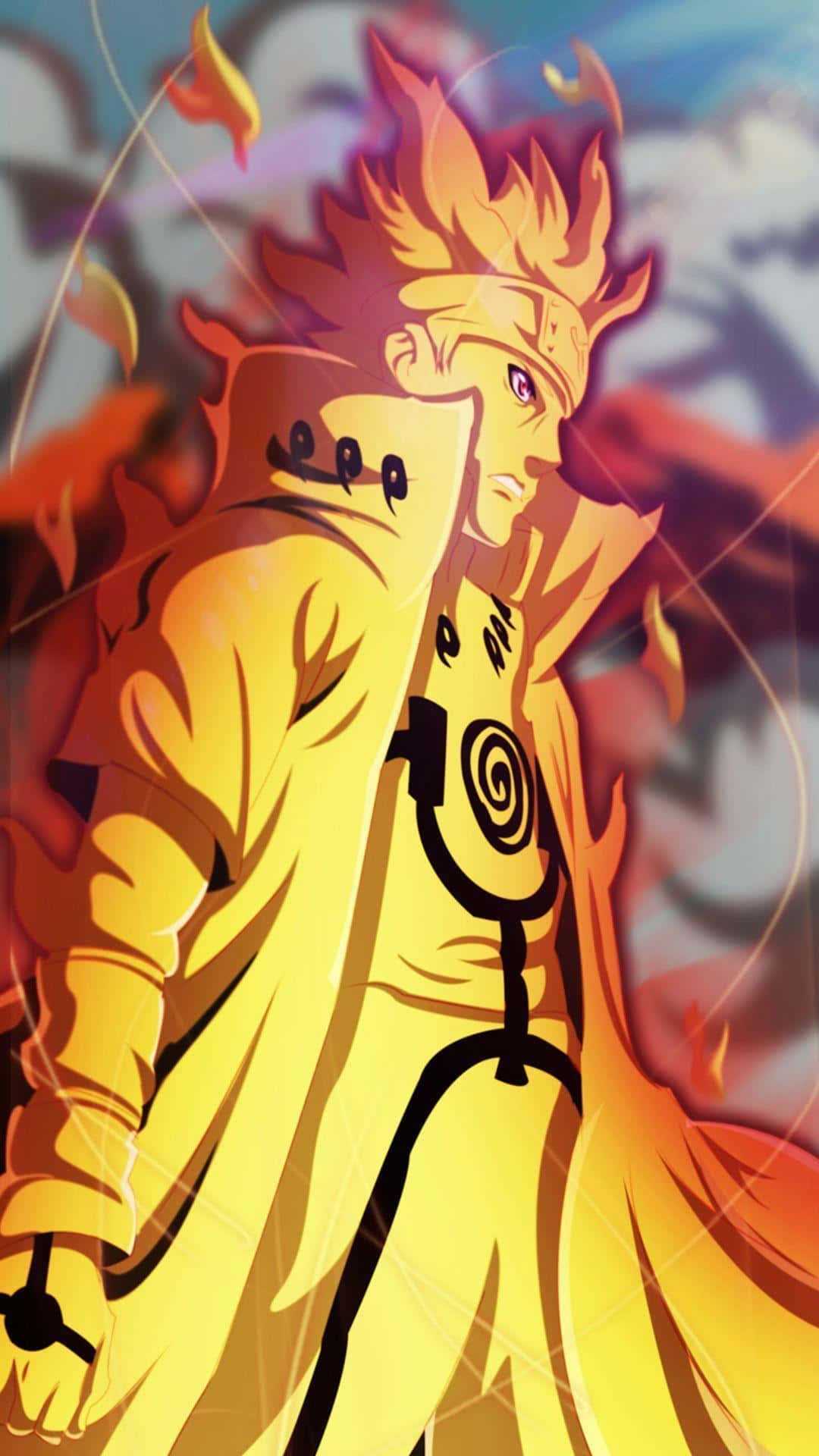 Epic Naruto Uzumaki Battle Scene on Phone Background