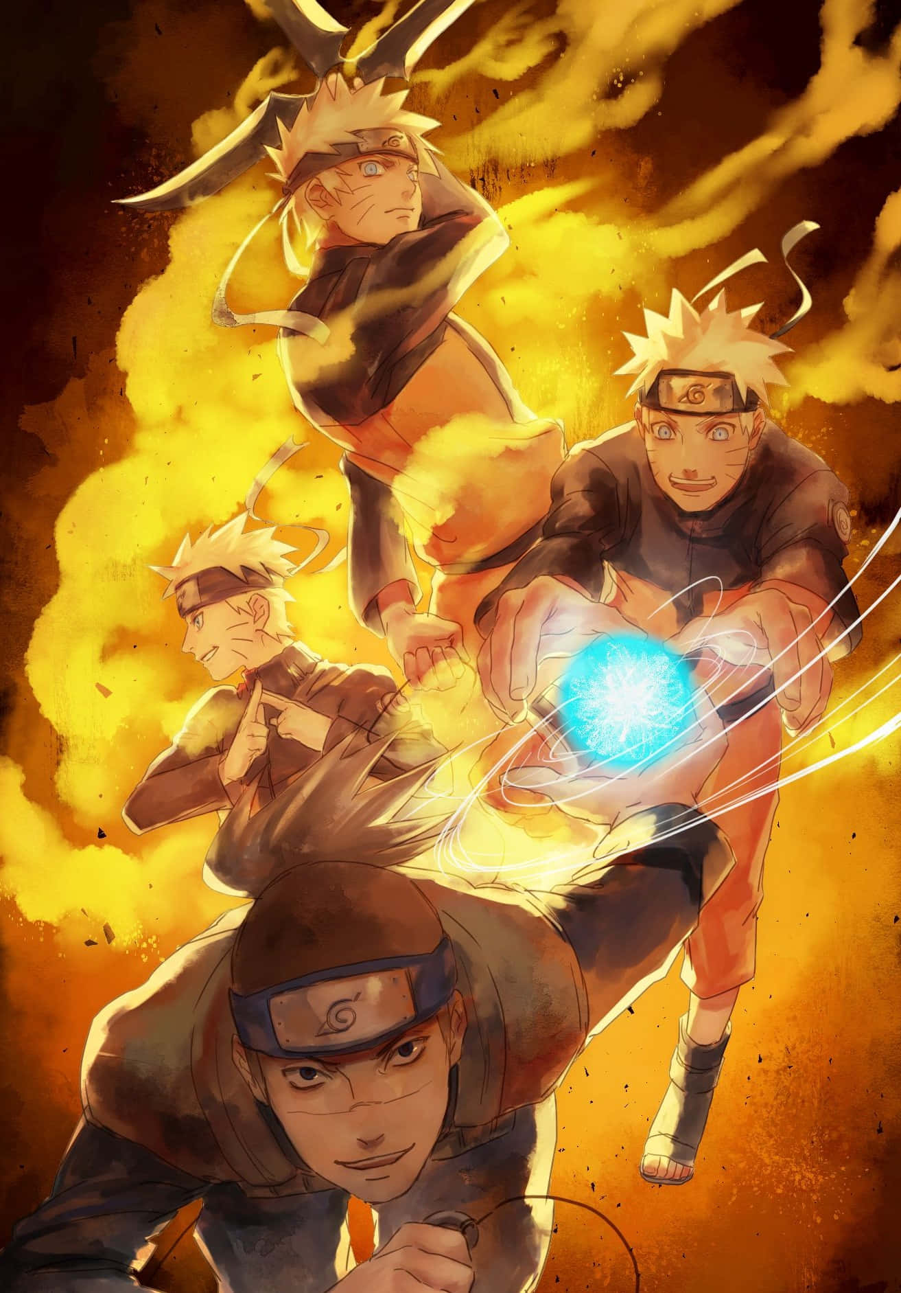 Naruto Uzumaki ready for action in a bold, dynamic phone background