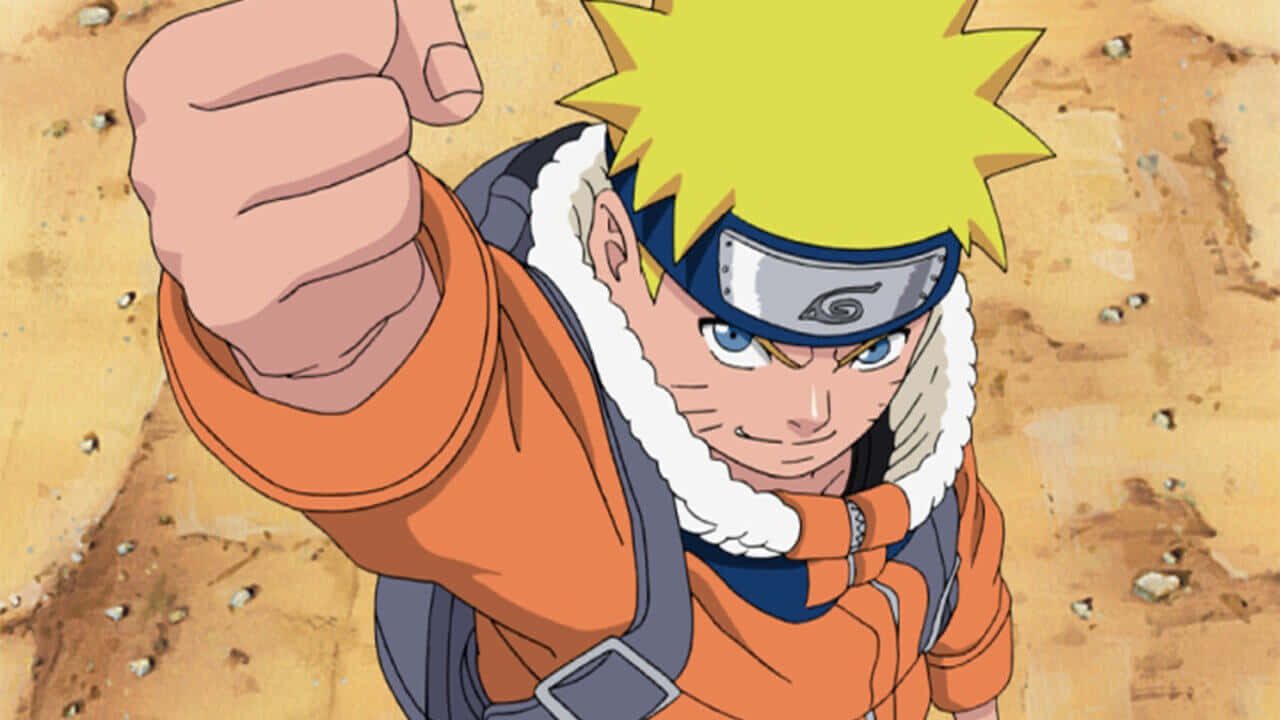 Bildenvisar Naruto Som Använder Kuramas Chakra För Att Rita.