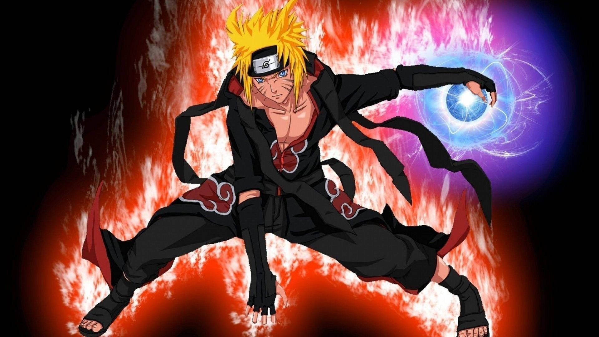 Pôsterdo Naruto Com O Manto Da Akatsuki. Papel de Parede