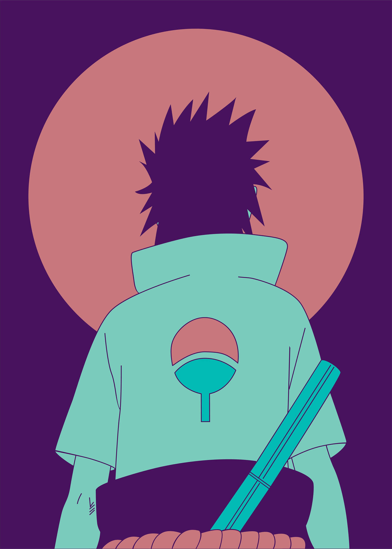 Narutoposter Sasuke Rücken Wallpaper