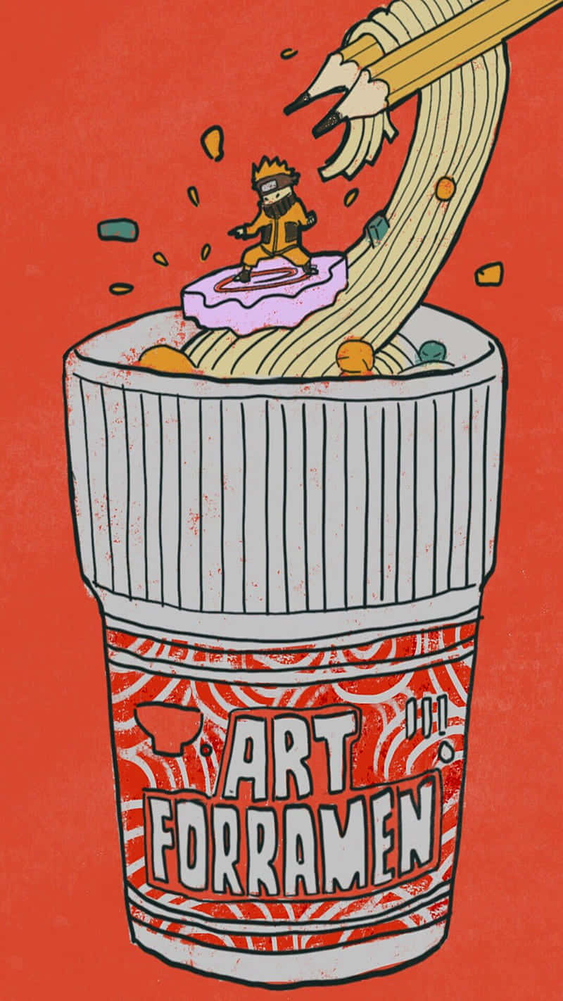 Kunstfür Den Hintergrund - Eine Schüssel Mit Ramen-nudeln Und Einem Bleistift Wallpaper