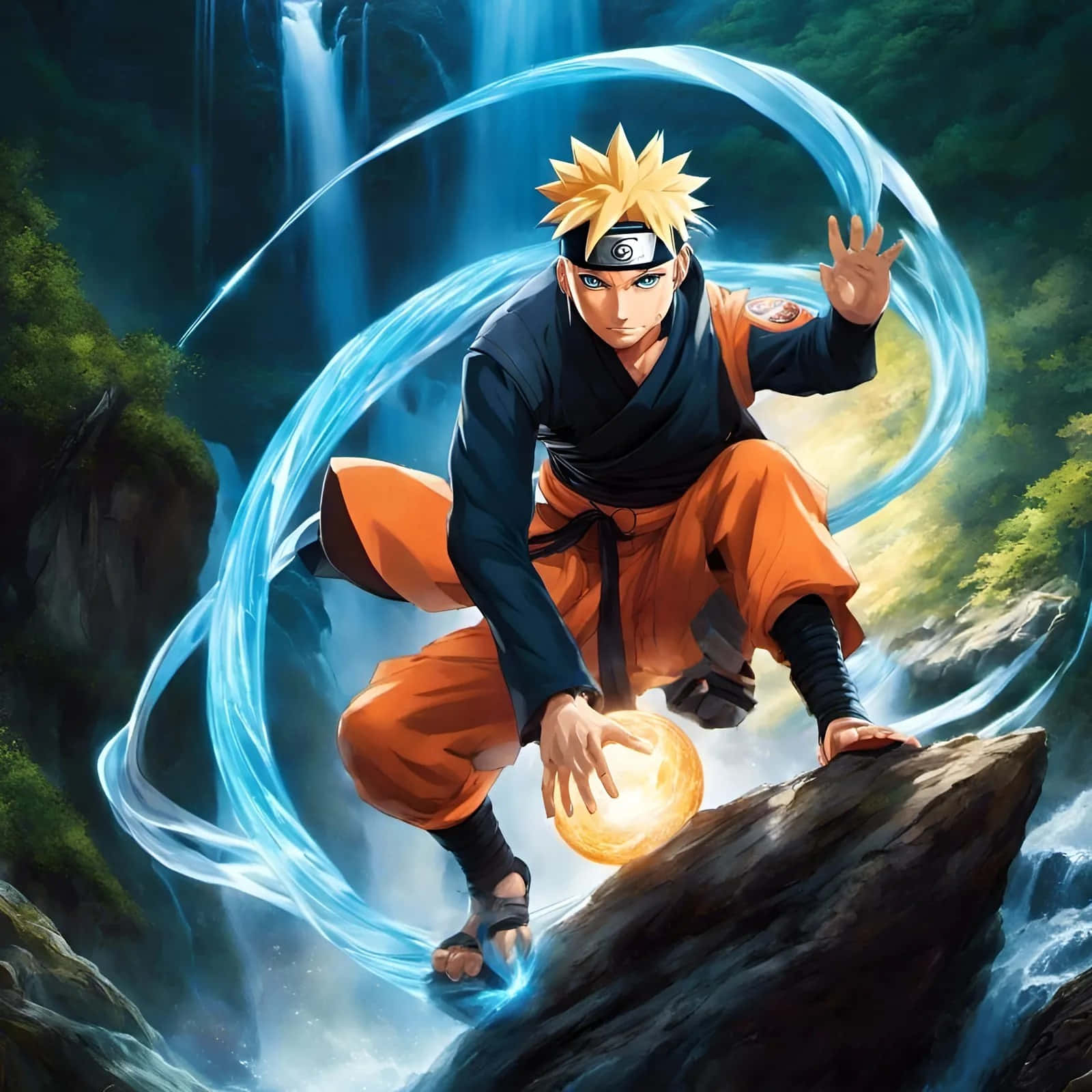 Naruto Rasengan Waterval Kracht Achtergrond