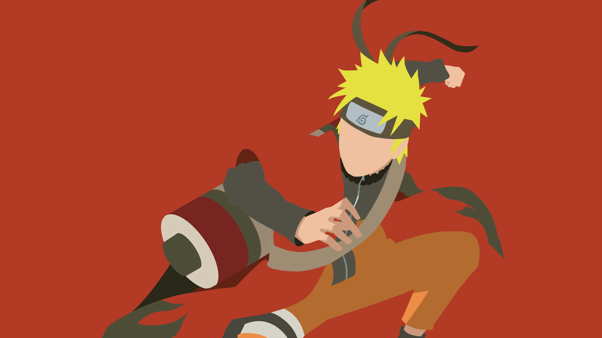 Naruto Red Background Action Pose Wallpaper