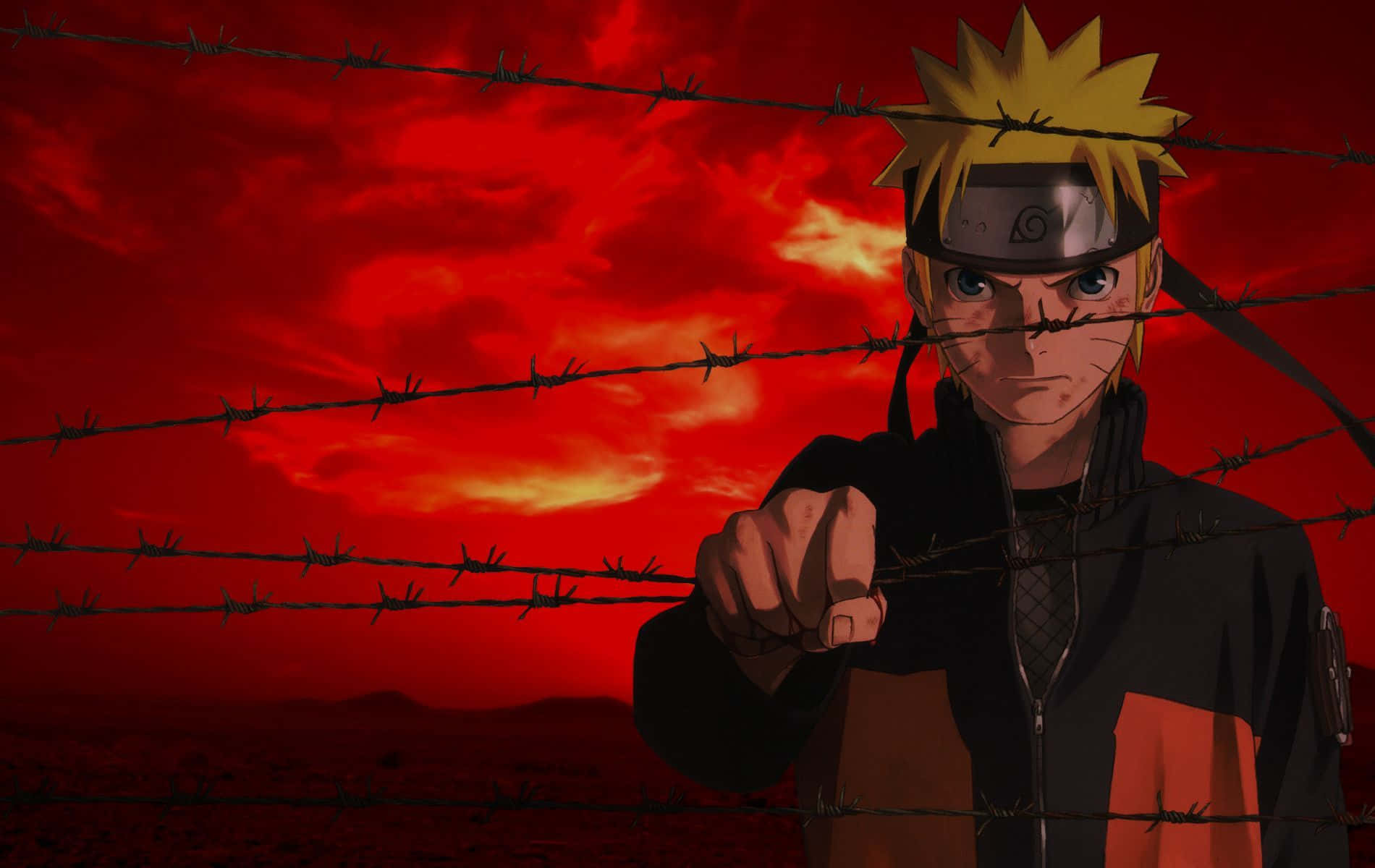 Naruto Red Sky Barbed Wire Wallpaper