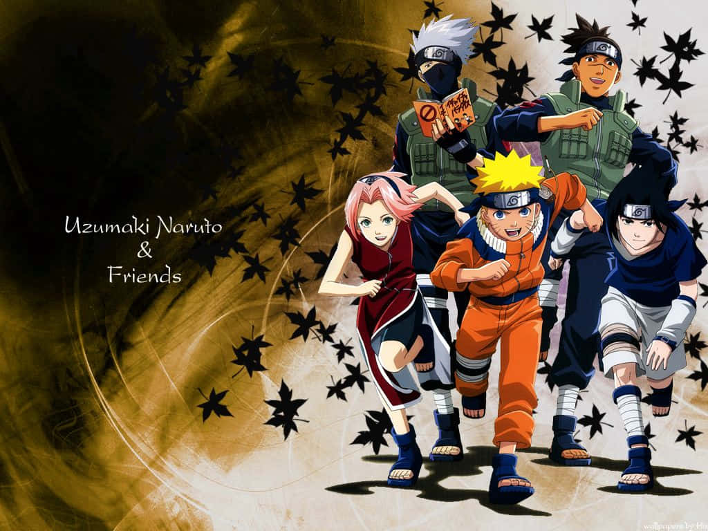 Naruto Uzumaki and friends striking a mighty pose together. Wallpaper