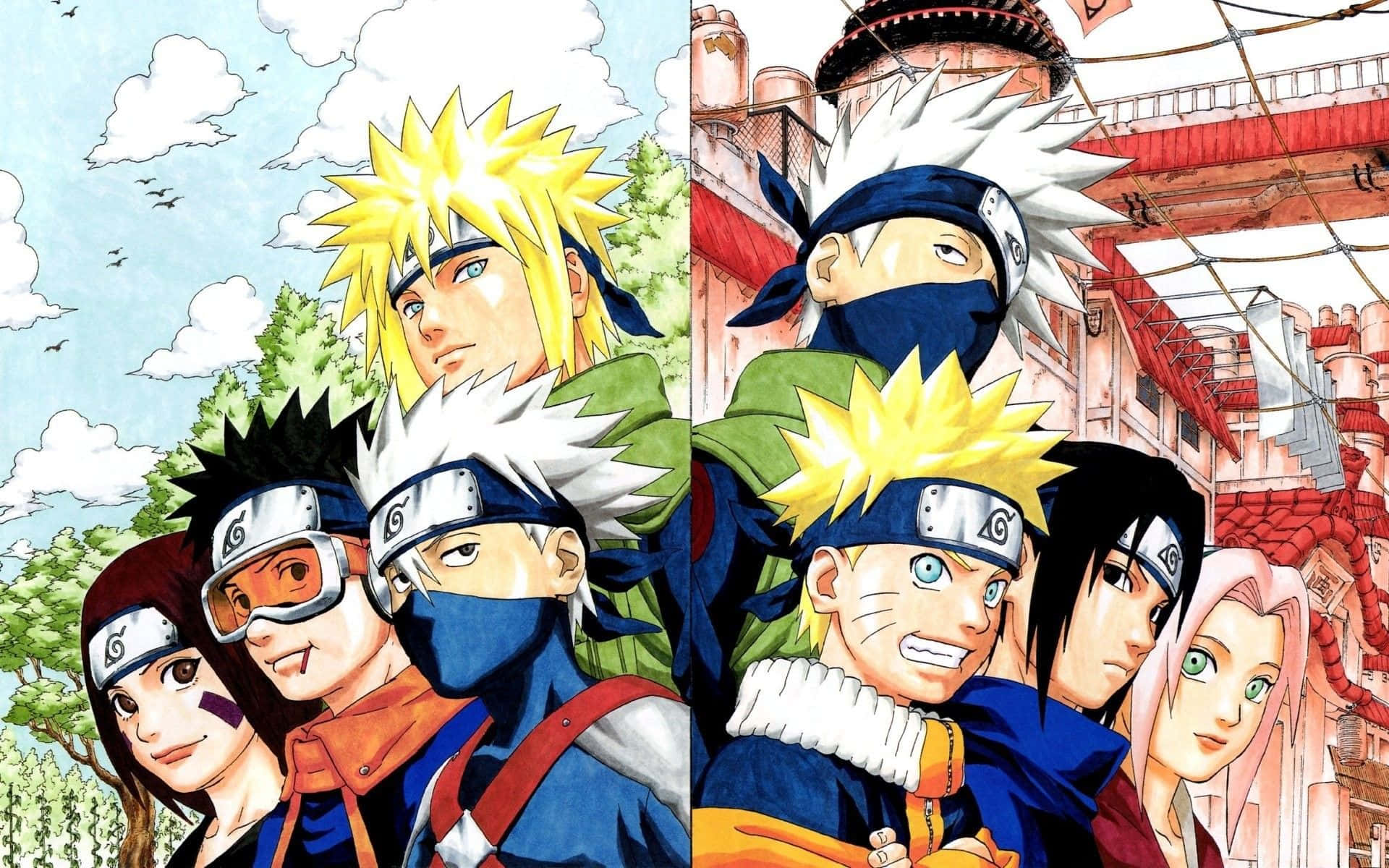 A moment of camaraderie between Naruto and his friends Wallpaper