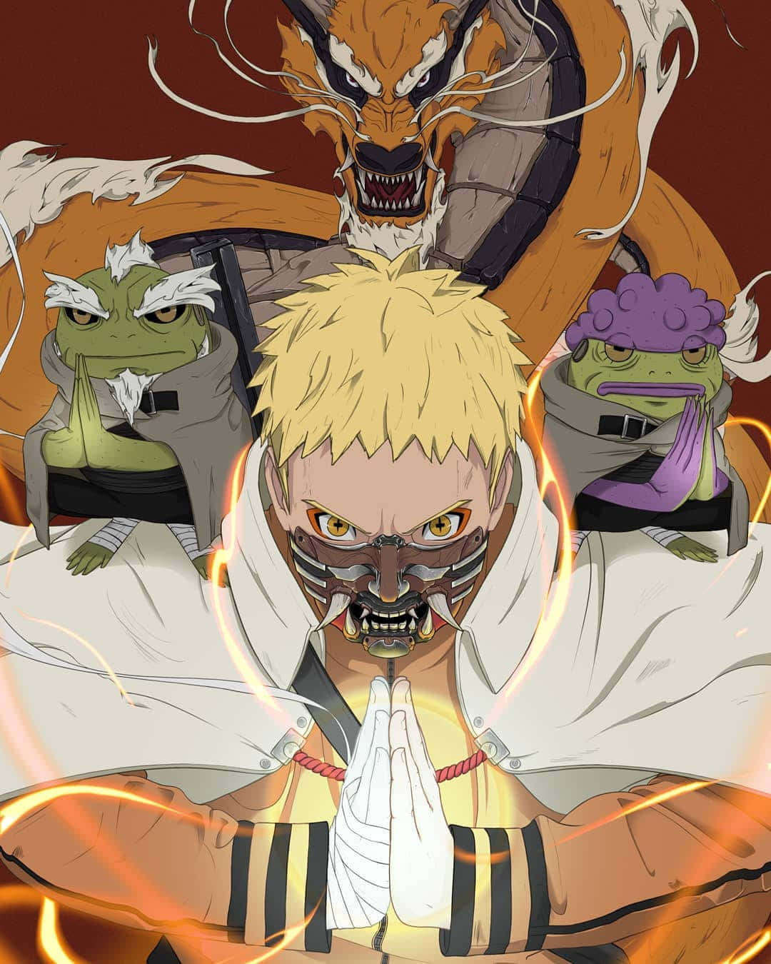 Naruto Sage Modeand Kurama Artwork Wallpaper