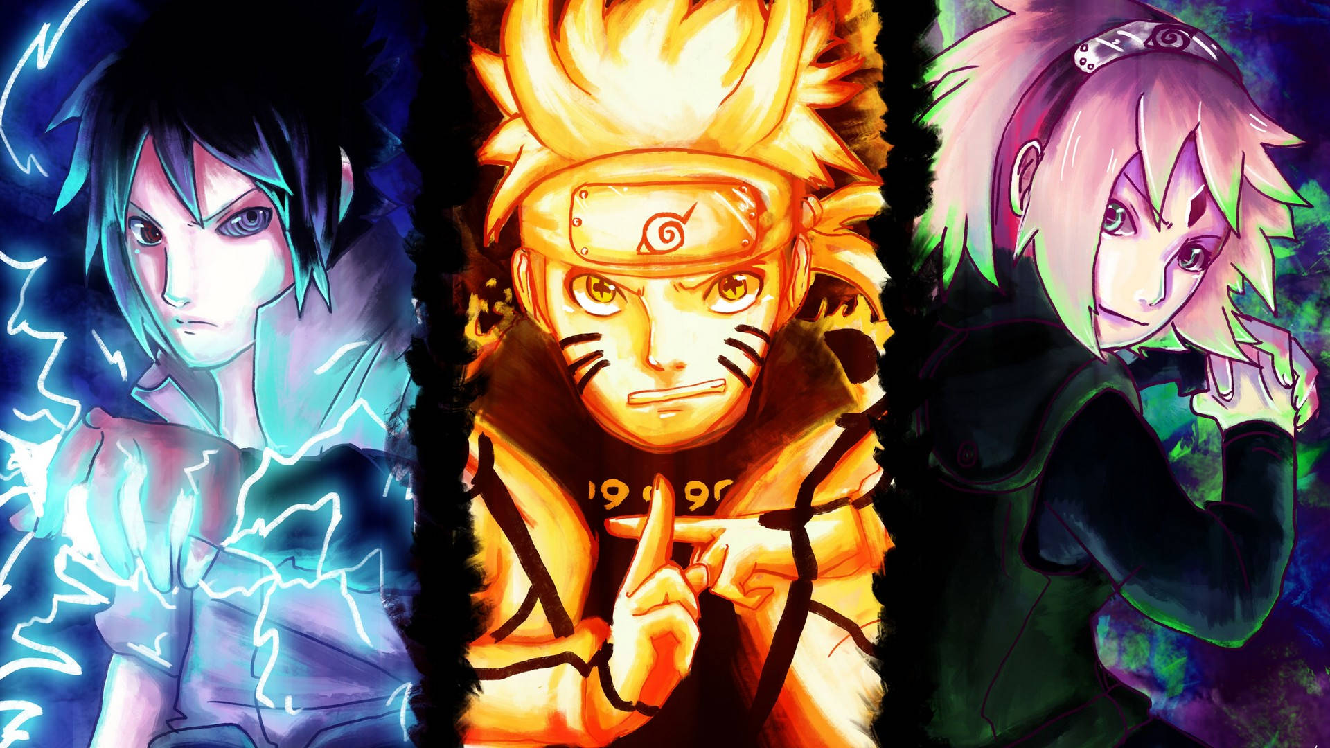Naruto,sasuke Och Sakura-postern. Wallpaper