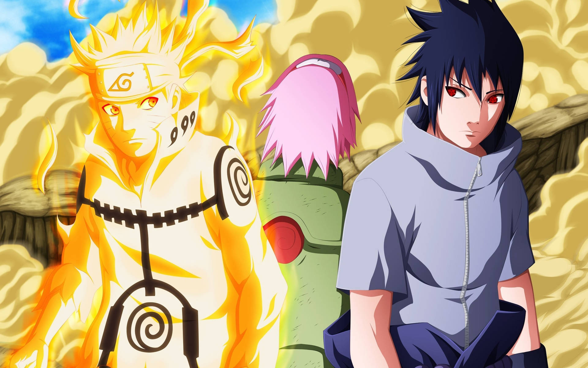 Naruto Sasuke Boys With Sakura Wallpaper
