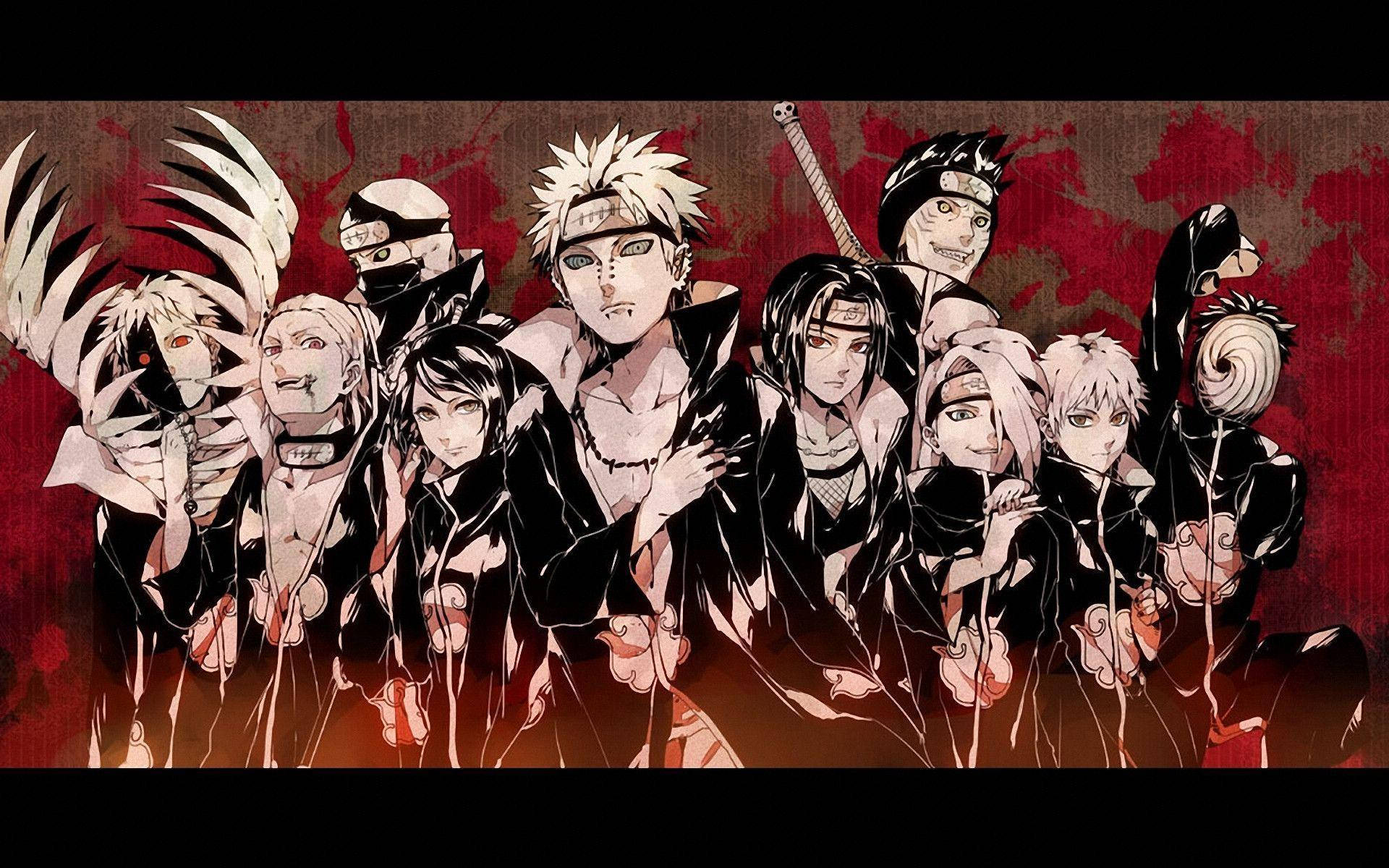 Naruto Shippuden All Characters Black And Red Background