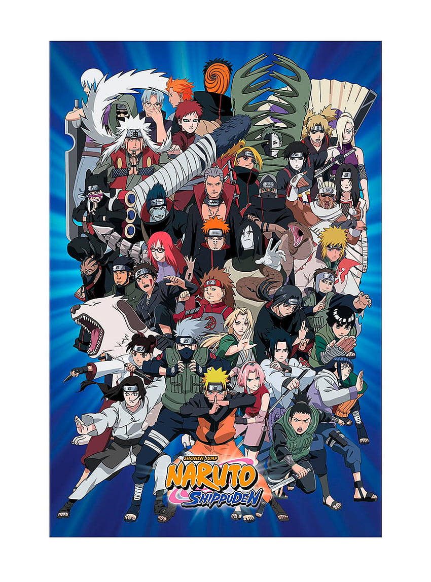 Narutoshippuden Tutti I Personaggi Poster Blu Sfondo