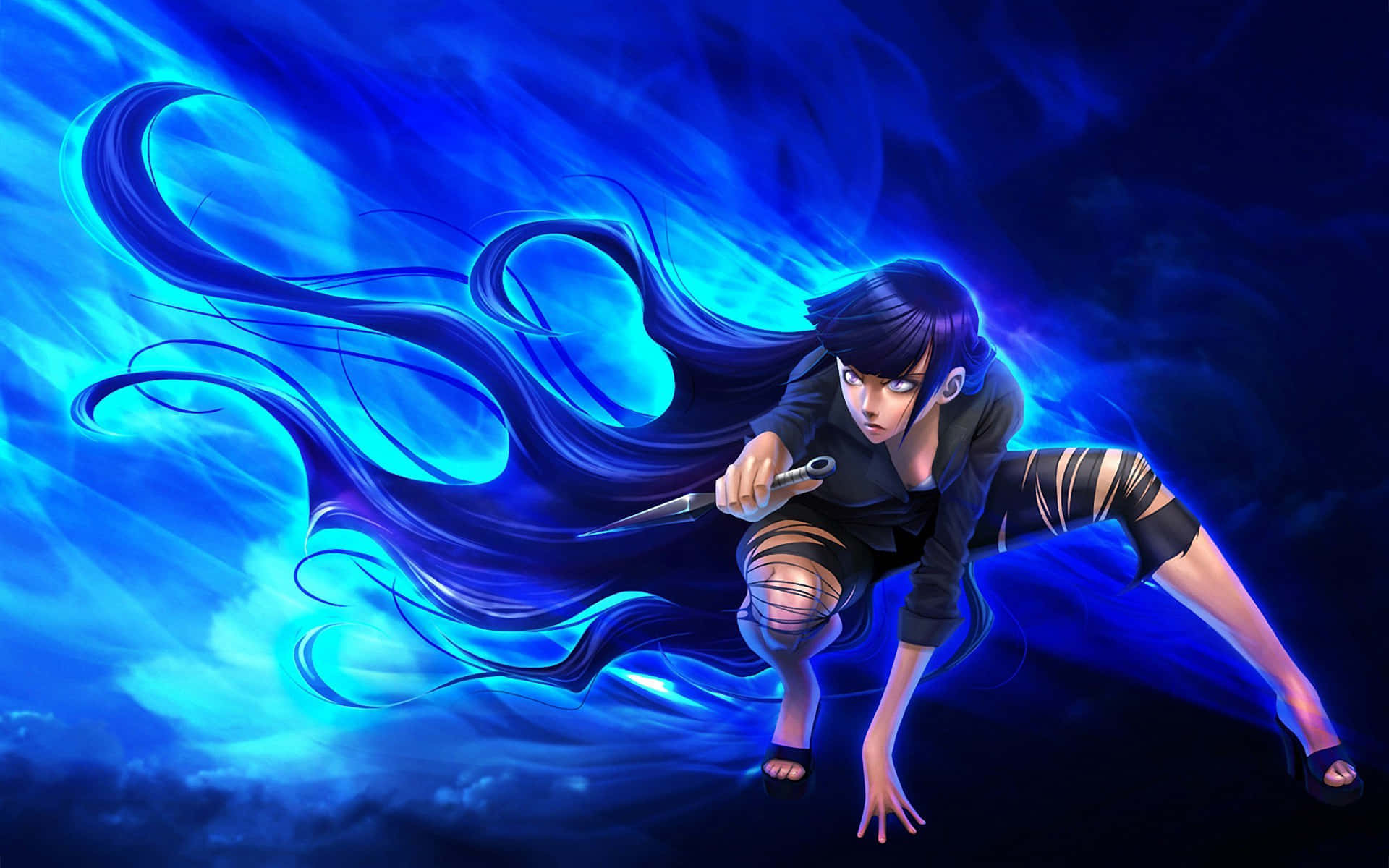 Naruto Shippuden Anime Character With Blue Chakra Wallpaper