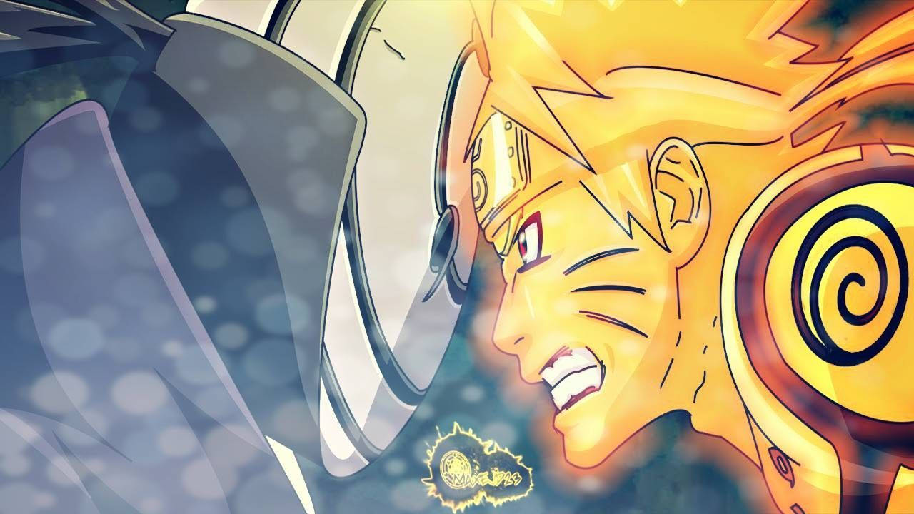Naruto and Obito Confront Each Other on the Battlefield in Naruto Shippuden Wallpaper