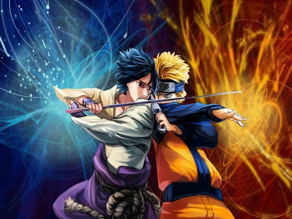 Best friends Naruto and Sasuke united in battle Wallpaper