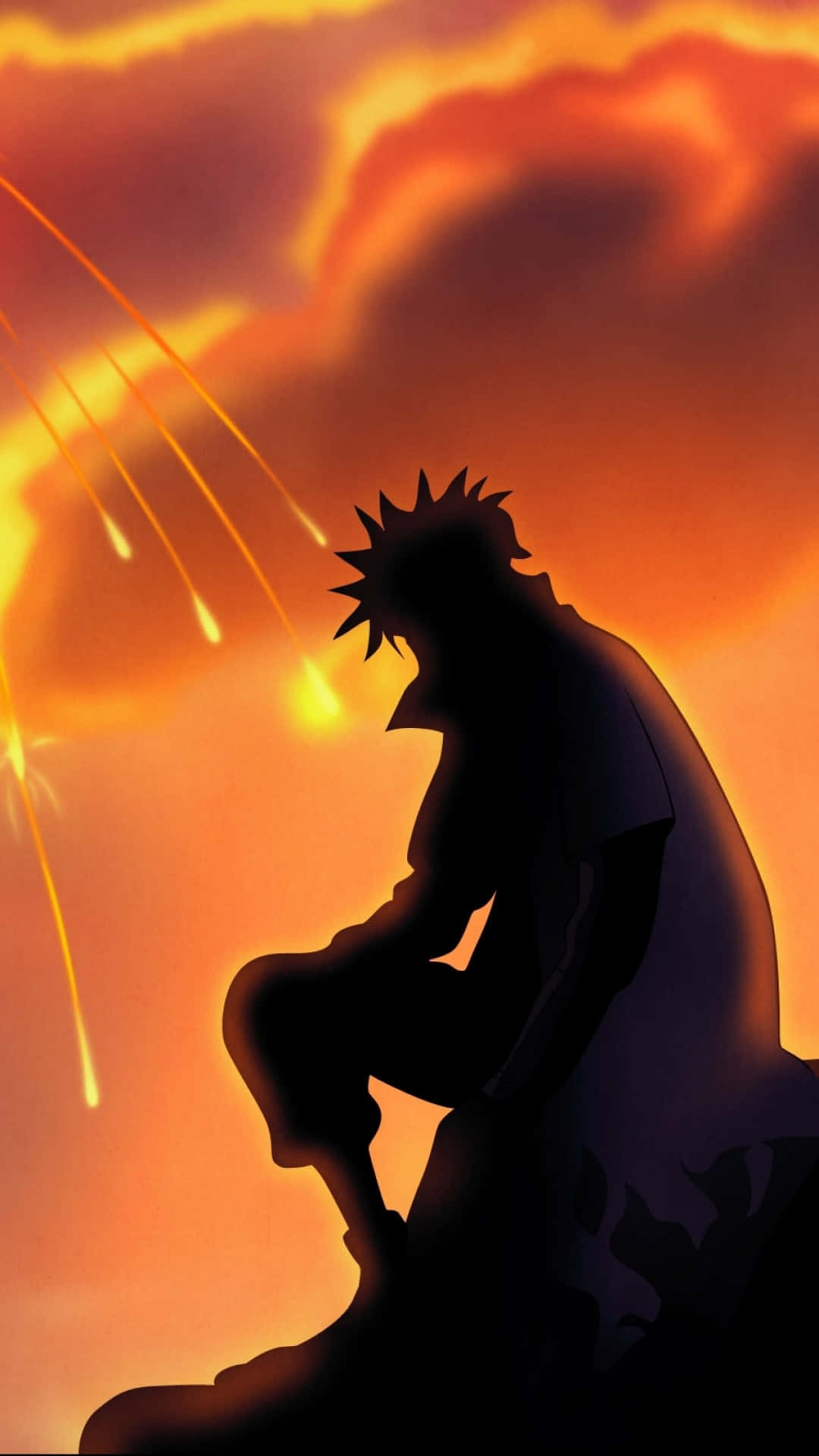 Naruto Silhouette Against Sunset Wallpaper