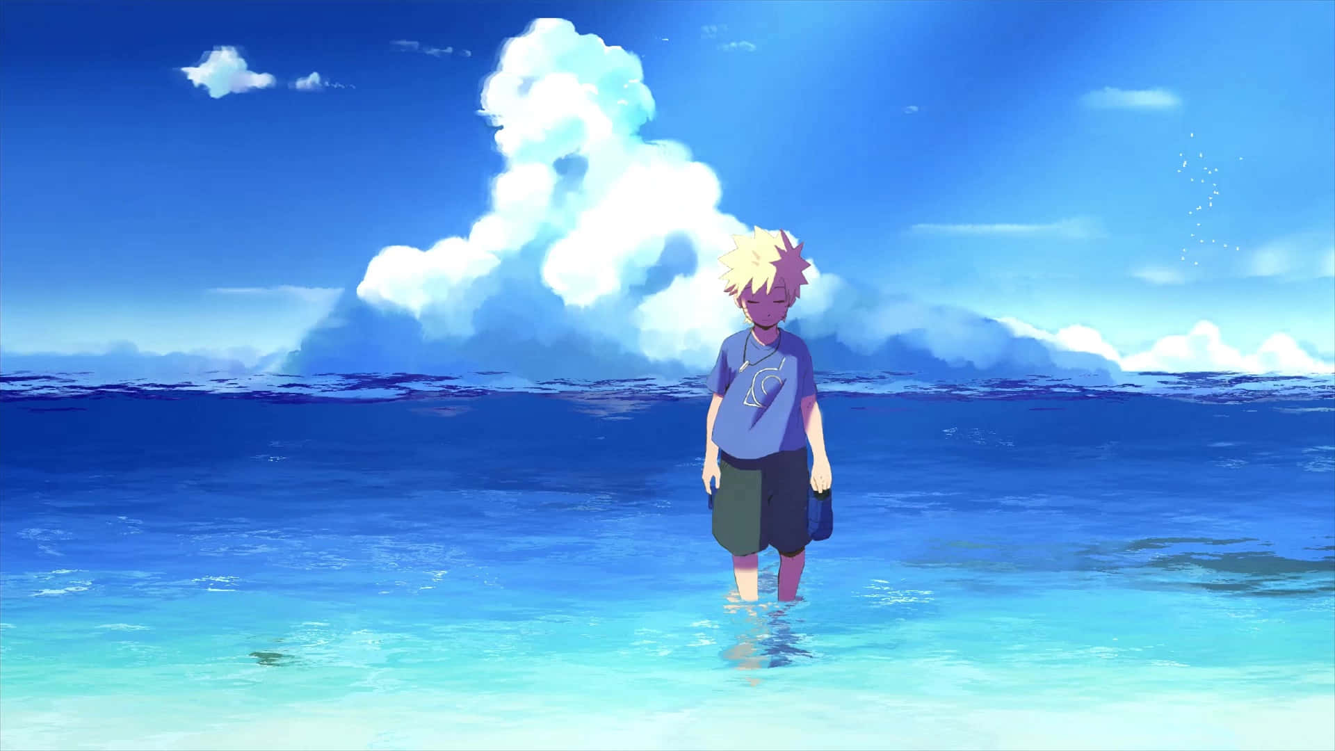 Naruto Standingin Sea Blue Sky Wallpaper