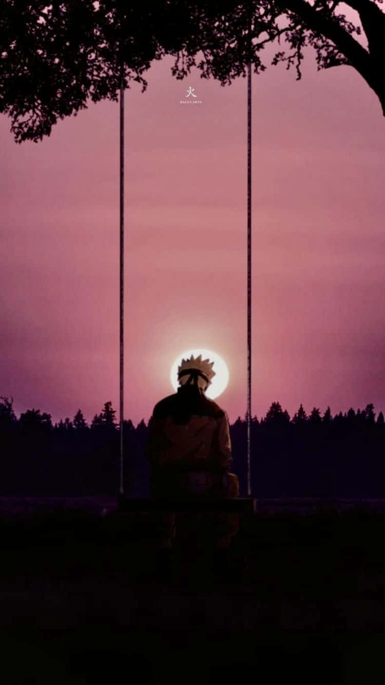 Naruto Swing On Tree Sunset Background