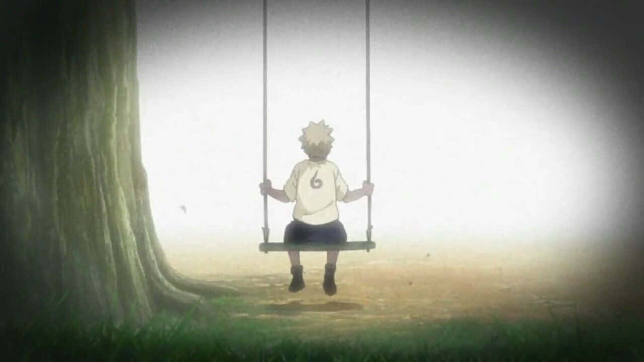 Naruto Uzumaki taking a Swing Wallpaper