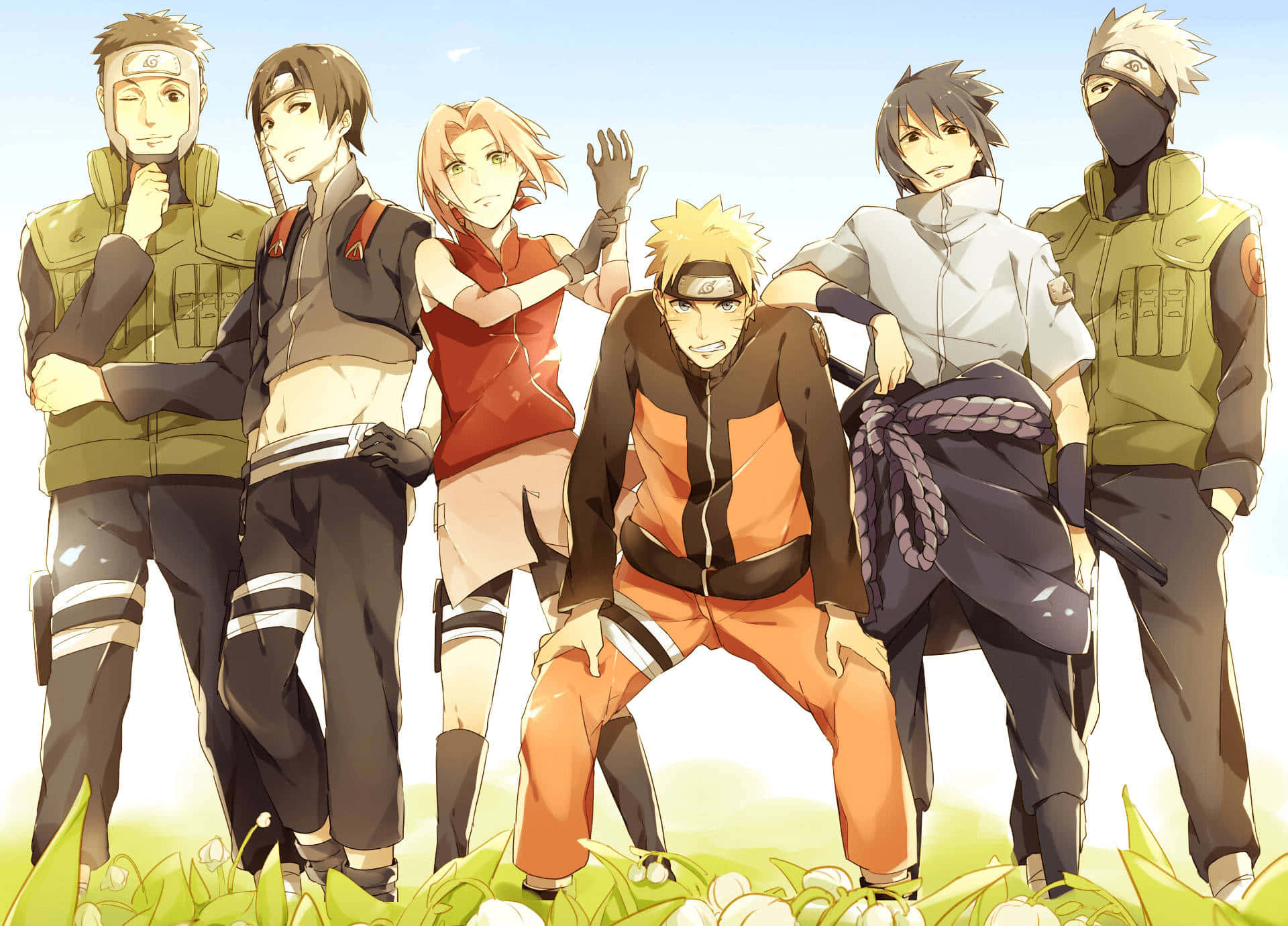 Naruto,sakura Och Sasuke, De Tre Huvudsakliga Medlemmarna I Team 7. Wallpaper