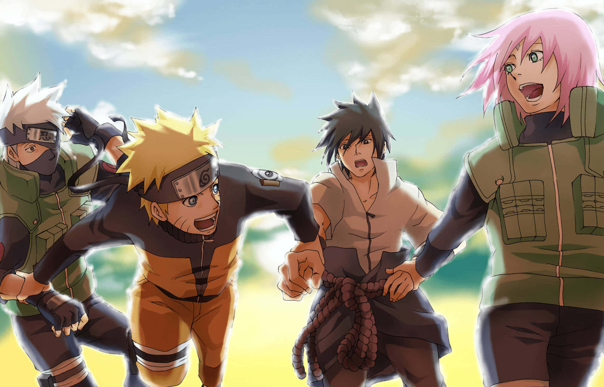 Naruto,sakura Och Sasuke Återförenades Som Team 7! Wallpaper