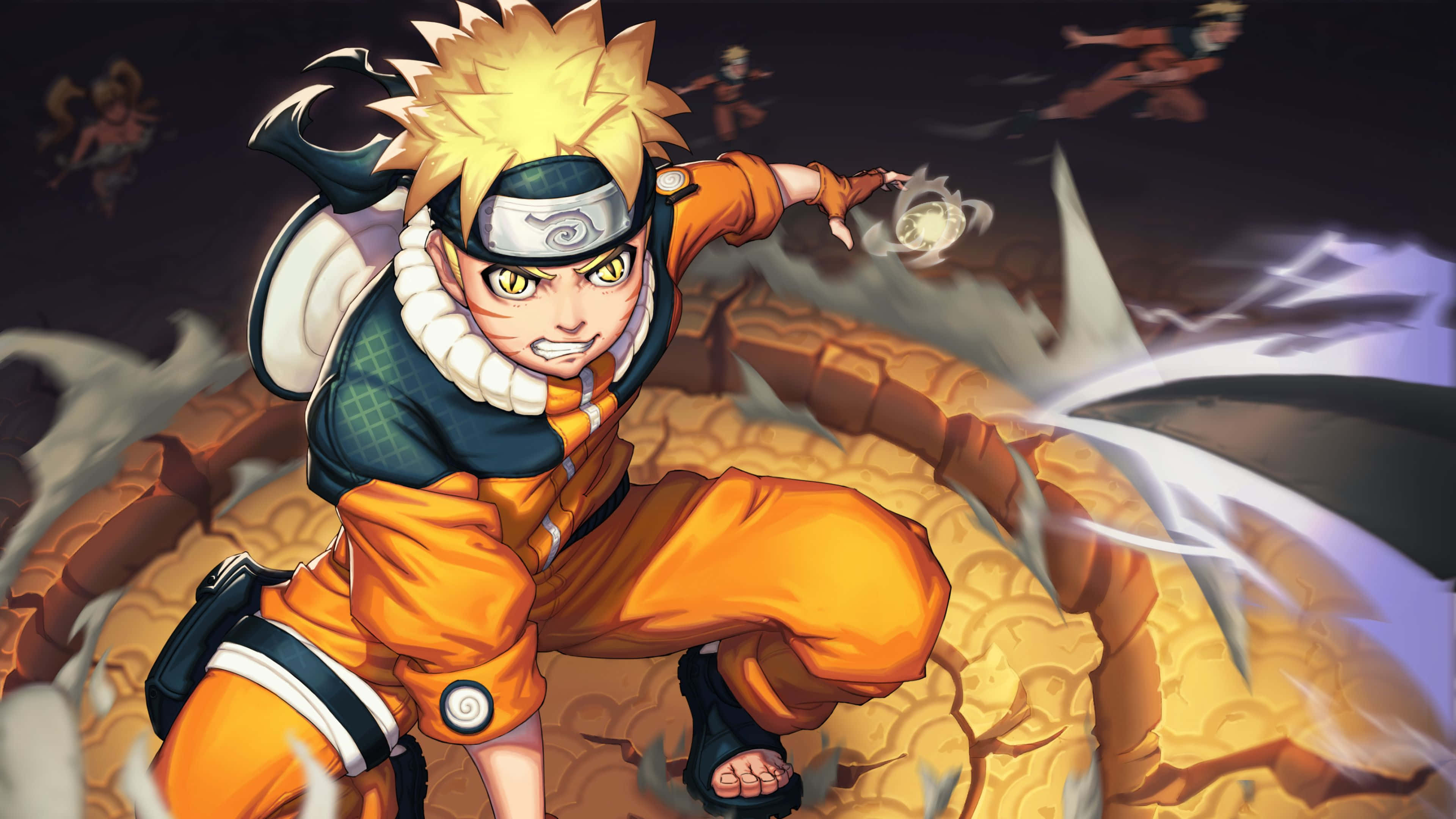 Naruto Uzumaki In Action, Ready To Take On Any Challenge Wallpaper