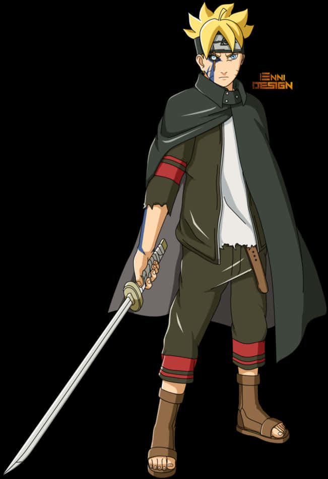 Naruto_ Uzumaki_ Hokage_with_ Sword PNG