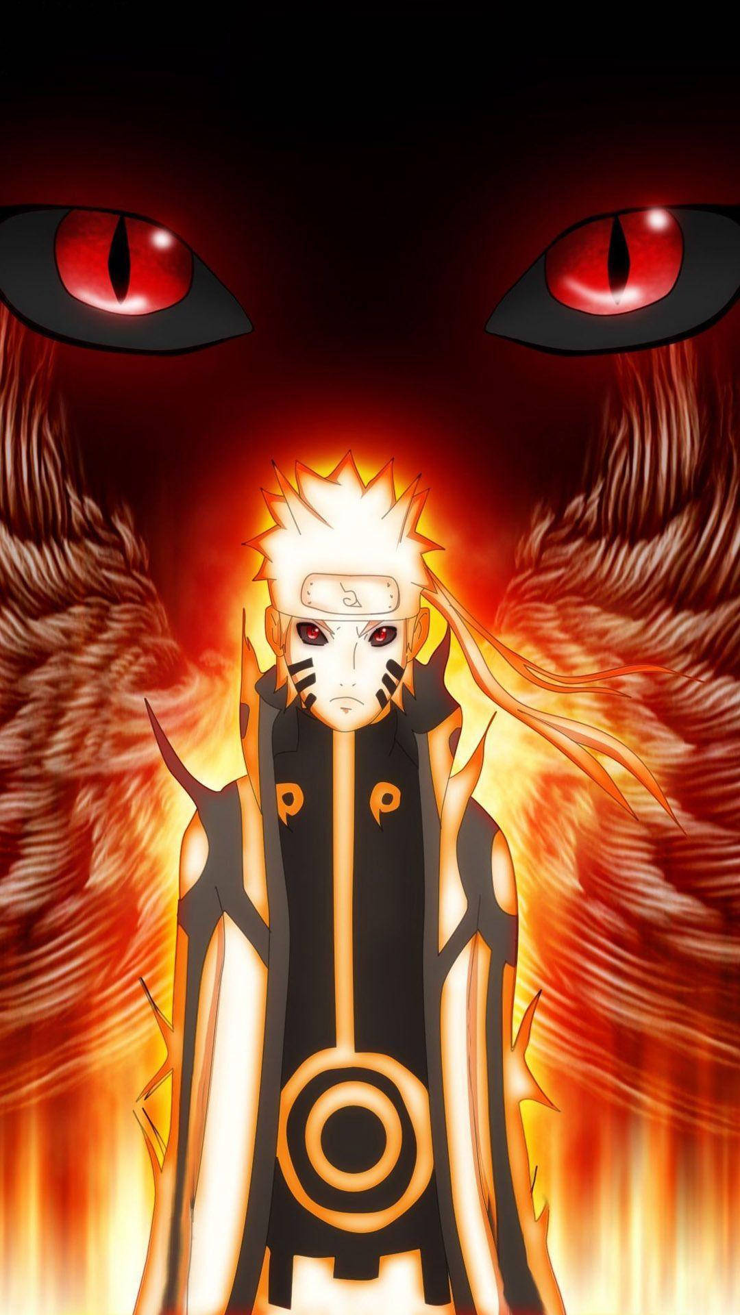 Naruto Uzumaki Med Kuramas Øjne Wallpaper