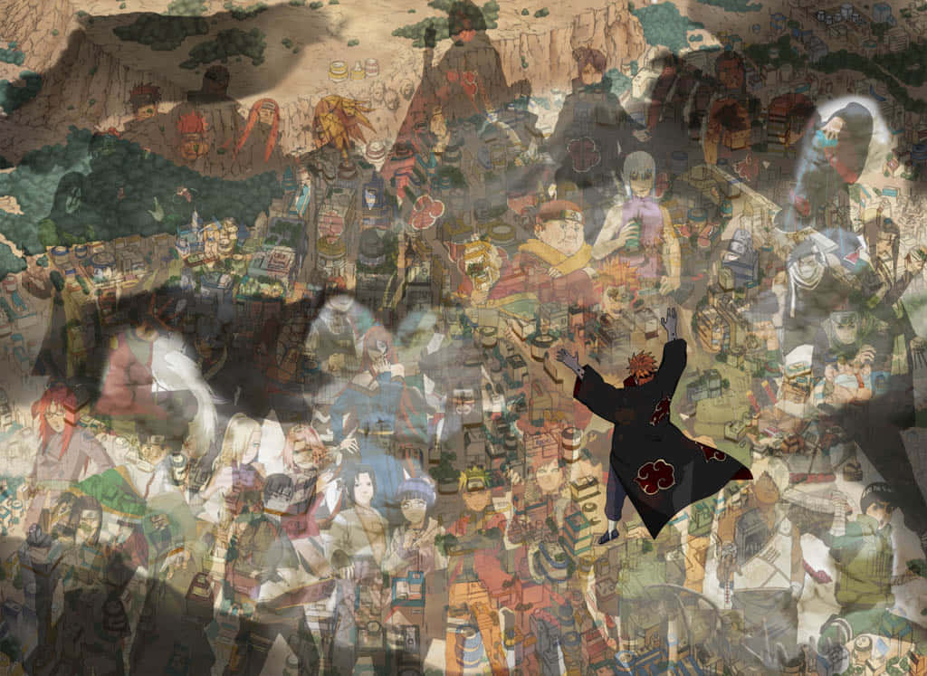 Vibrant Naruto Village Scenery Wallpaper