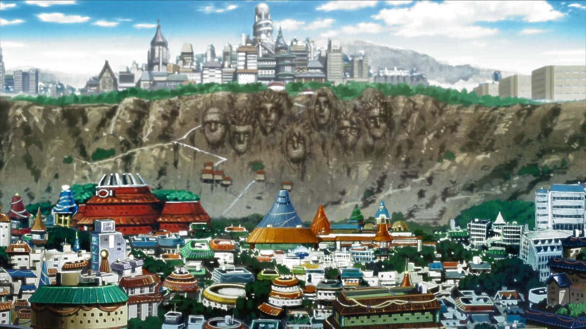 Caption: Naruto Village Scenic View Wallpaper