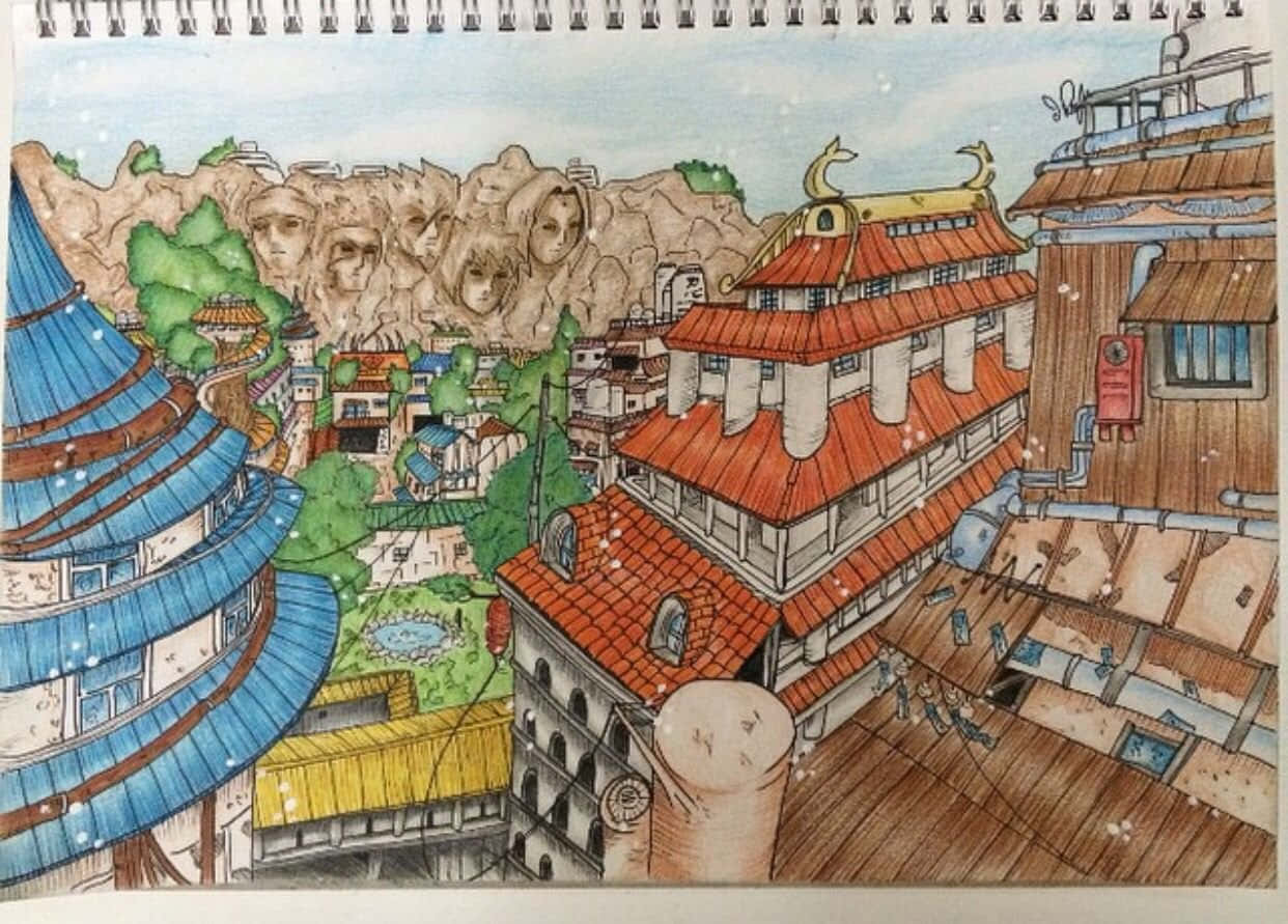 Naruto Village Scenic View Wallpaper