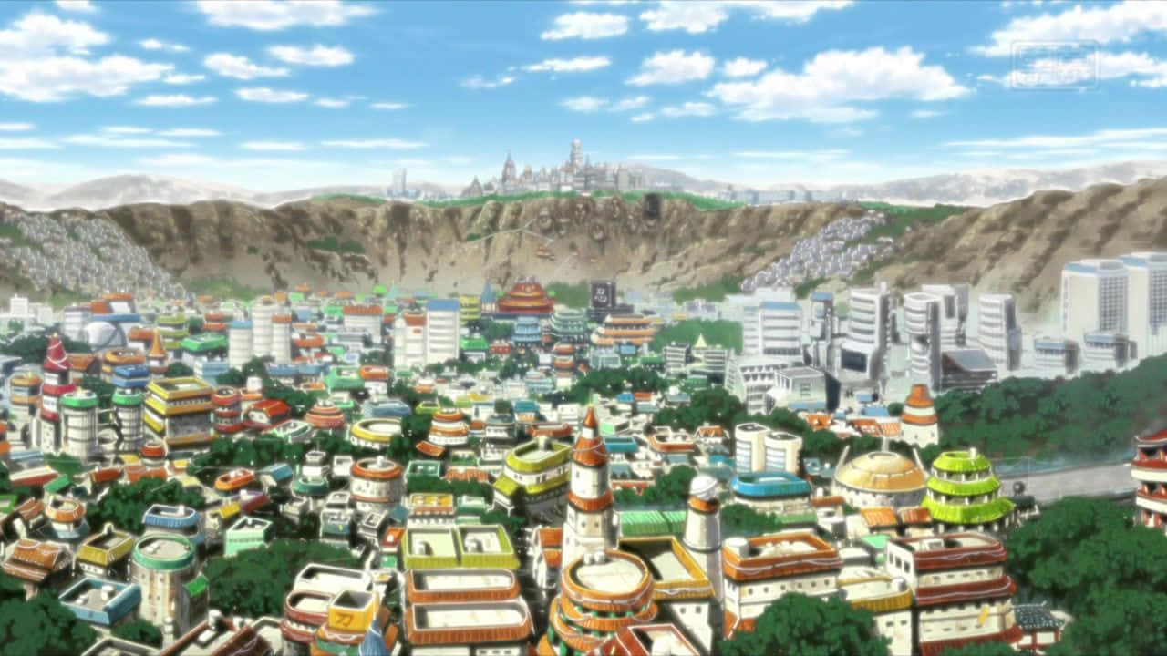 Beautiful Aerial View of Naruto Village Wallpaper