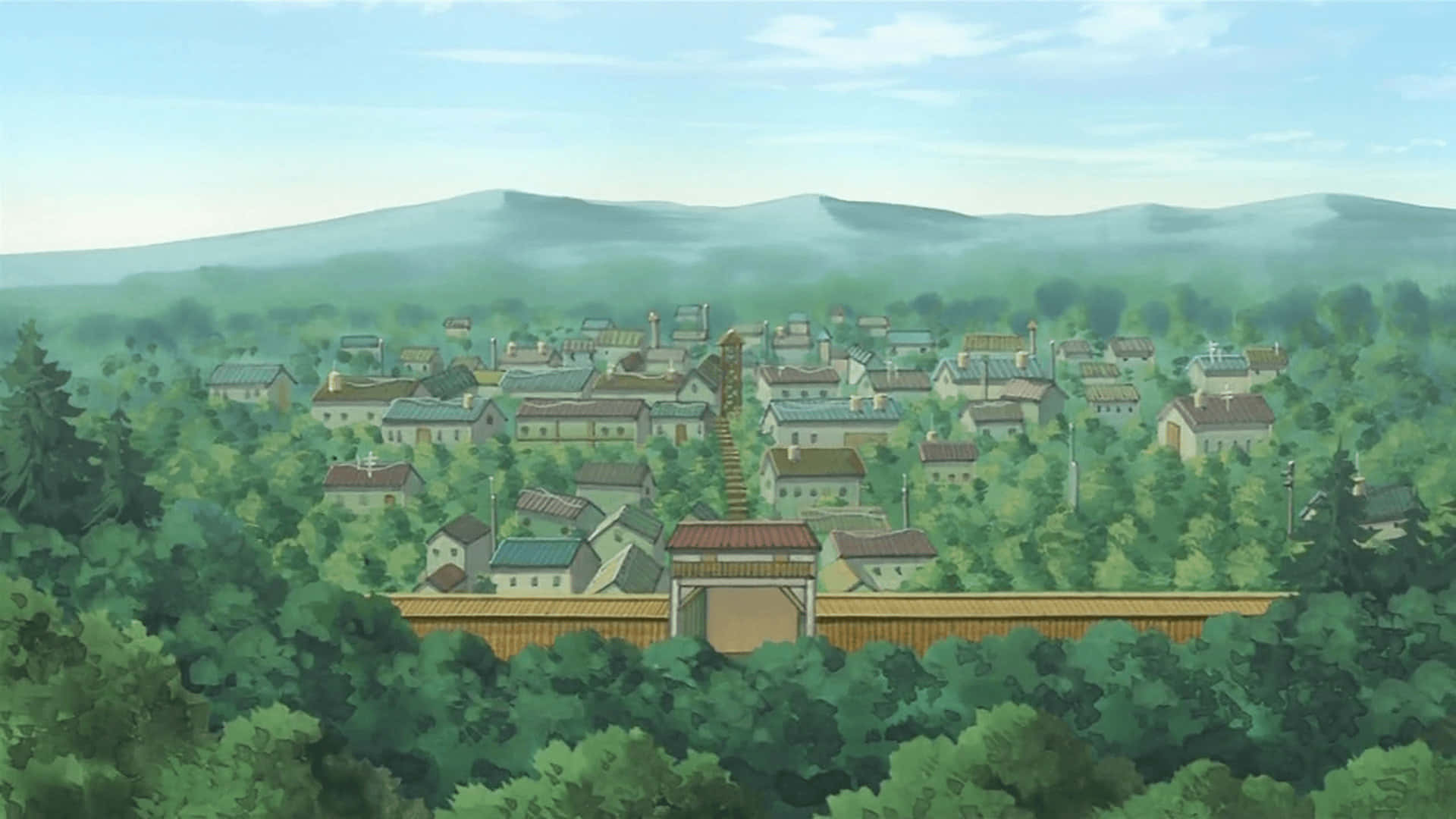 Stunning Naruto Village Scene Wallpaper