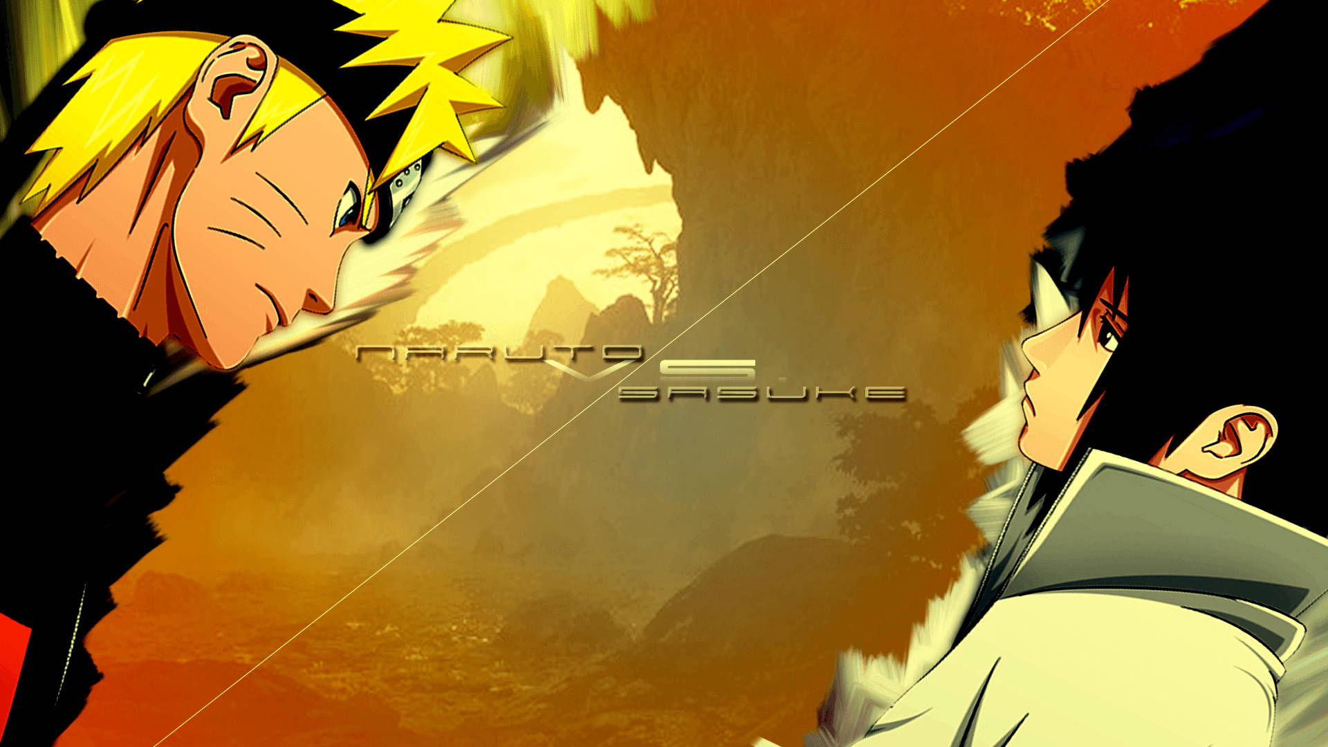 Naruto Vs Sasuke Orange Theme Wallpaper