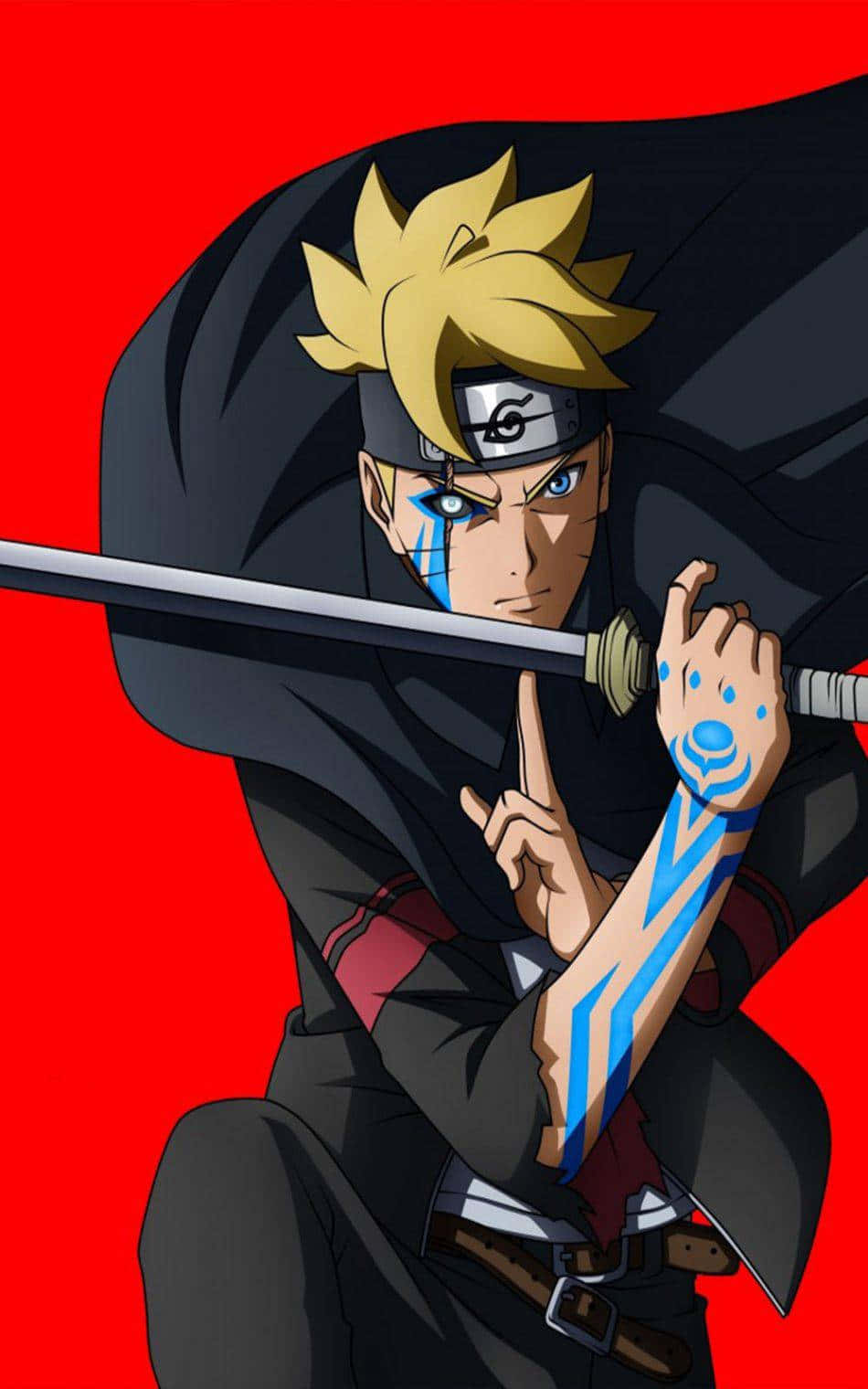 Naruto_with_ Sword_ Red_ Background Wallpaper