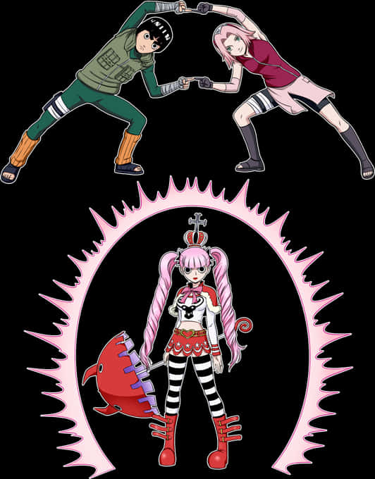 Narutoand One Piece Crossover Art PNG