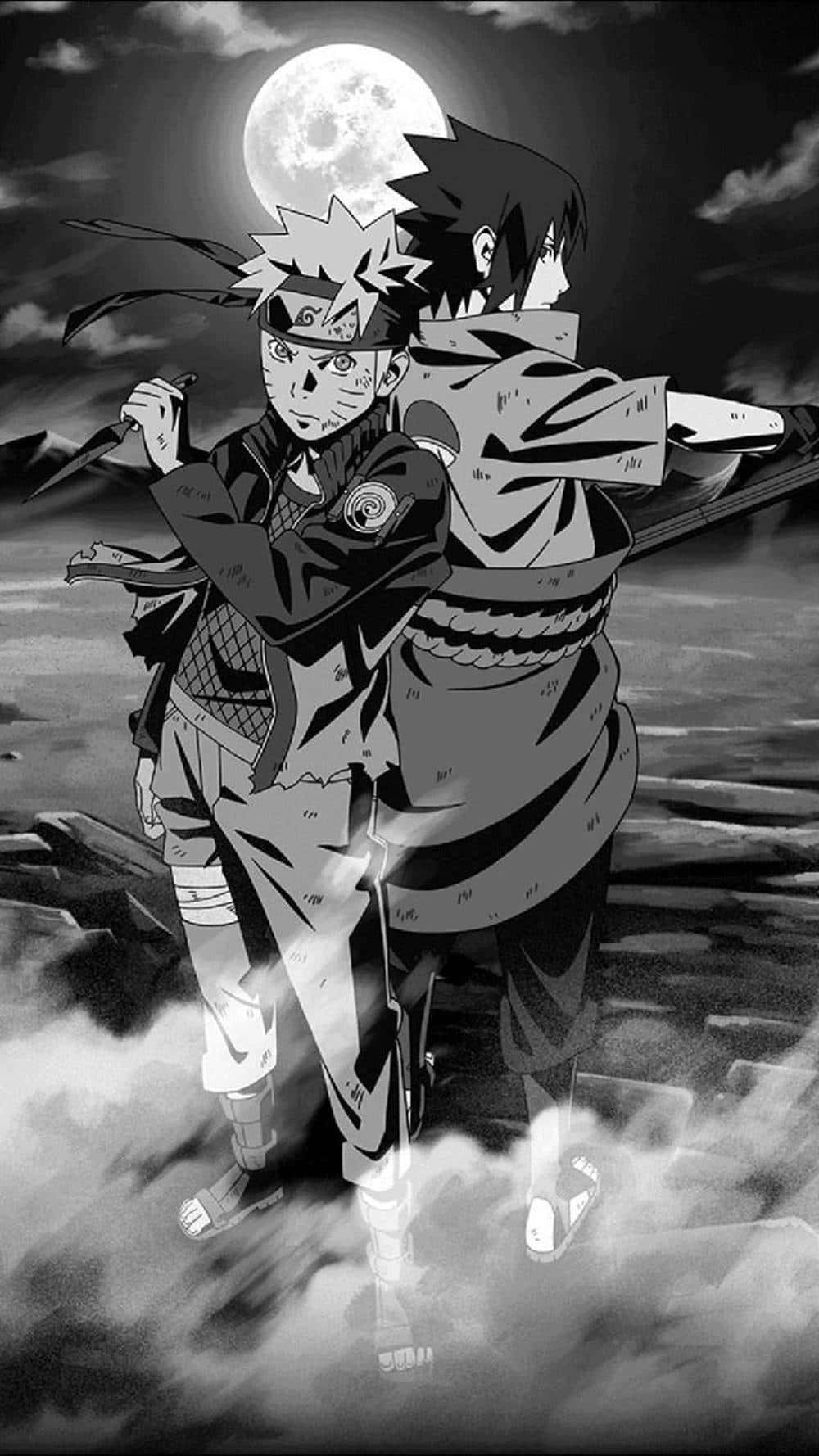 Narutoand Sasuke Moonlit Battle Wallpaper