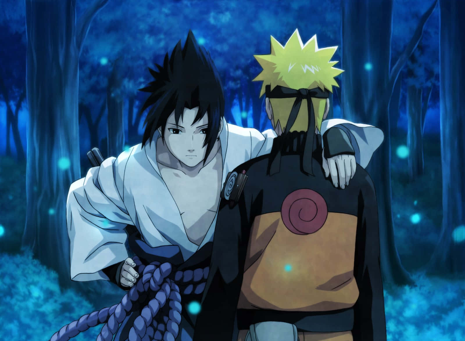 Narutoand Sasuke Moonlit Forest Wallpaper