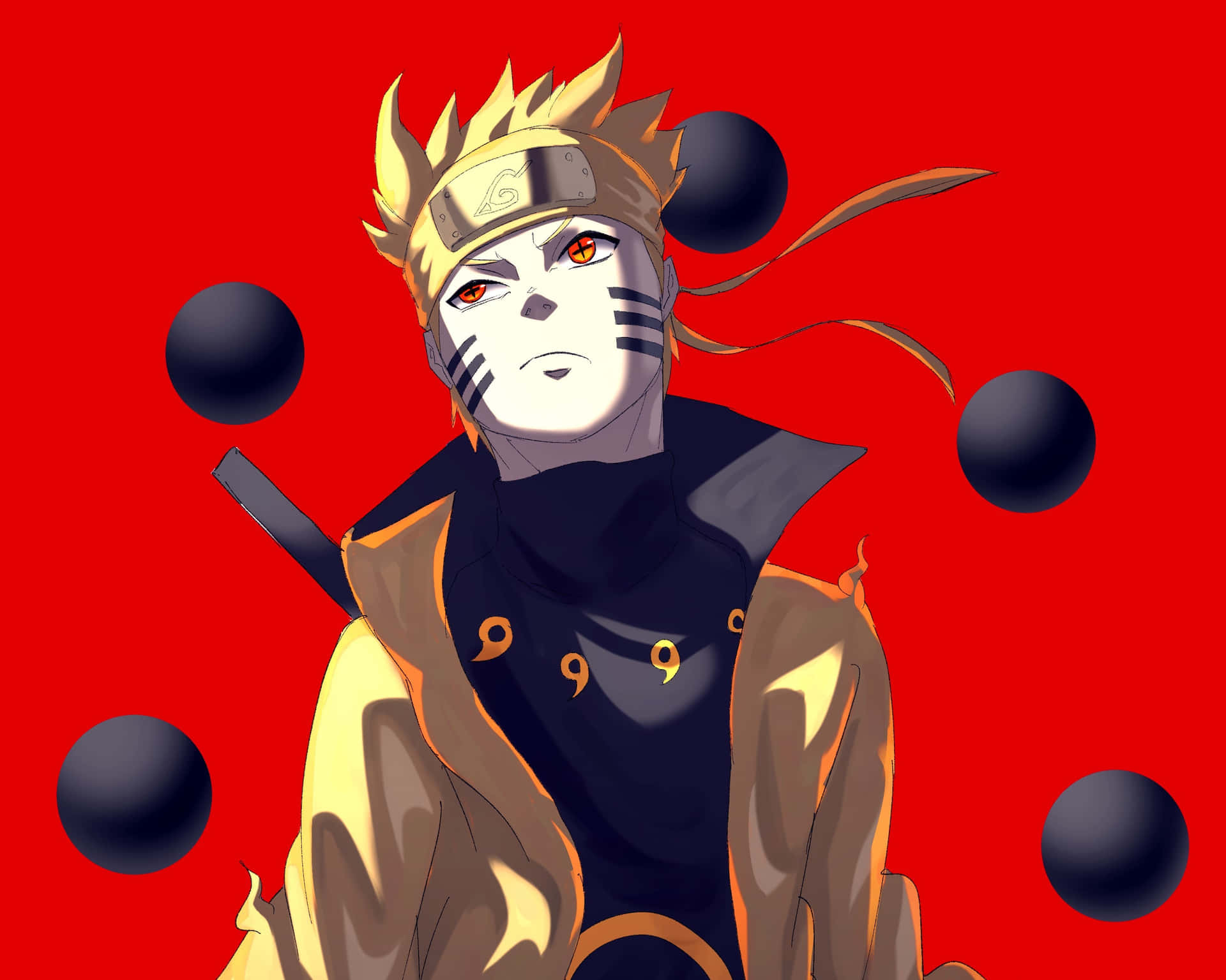 Narutoin Sage Mode Red Background Wallpaper