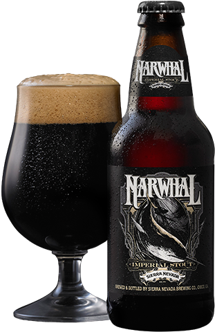 Narwhal Imperial Stout Beer Bottleand Glass PNG