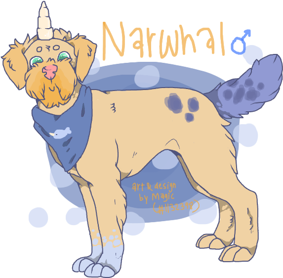 Narwhal Inspired Dog Creature Art PNG
