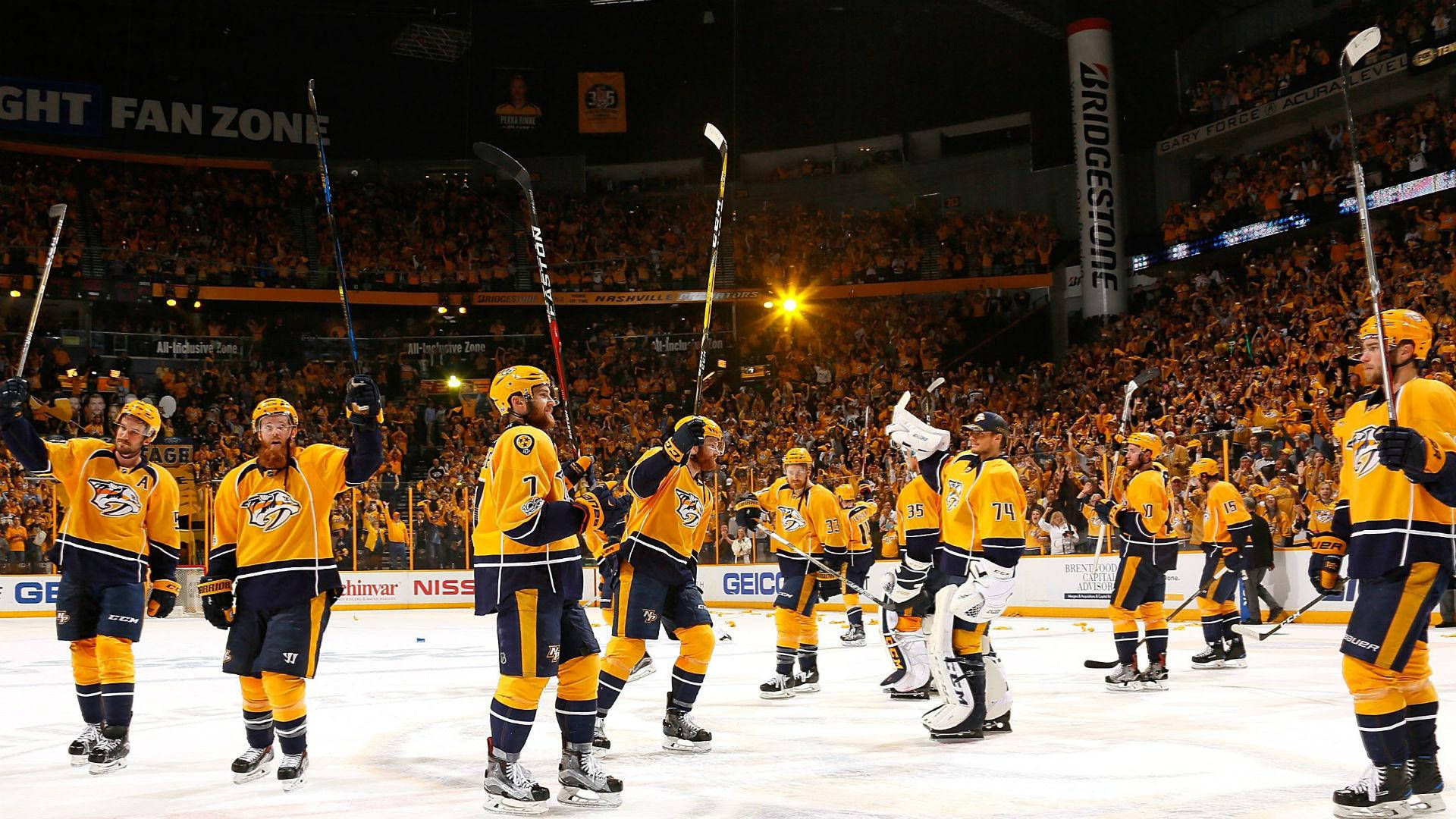 Nashville Predators Raising Hockey Sticks
