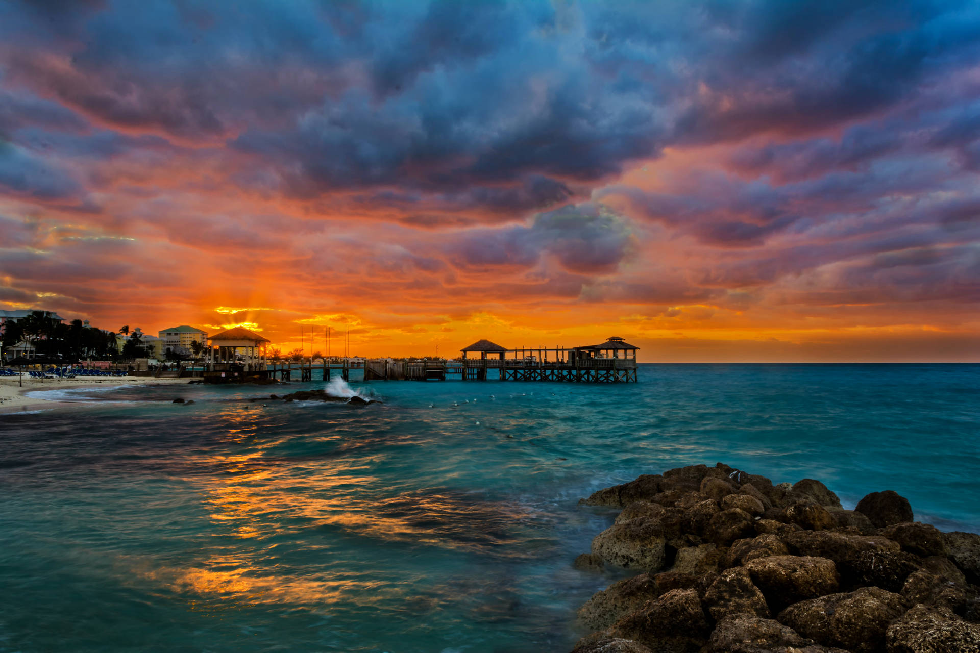 Nassau Bahamas Pier During Sunset Wallpaper