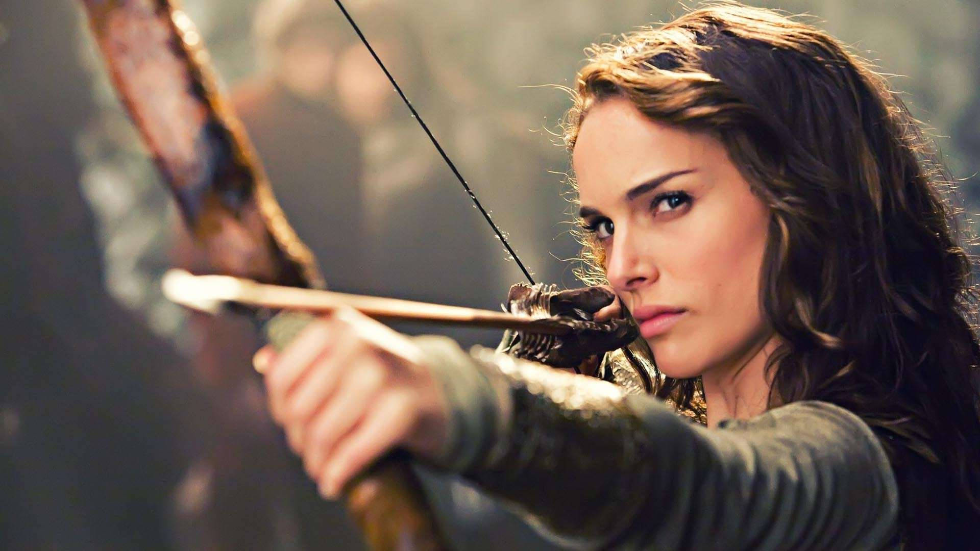 Natalie Portman With Bow And Arrow Background