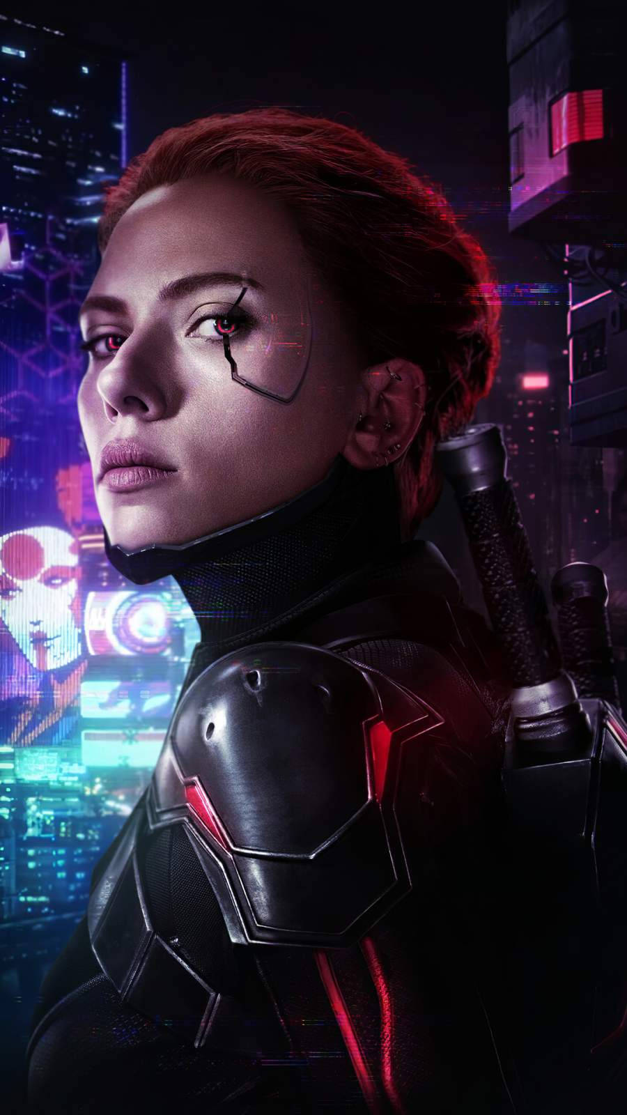 Natasha Romanoff Cyberpunk Iphone X Wallpaper