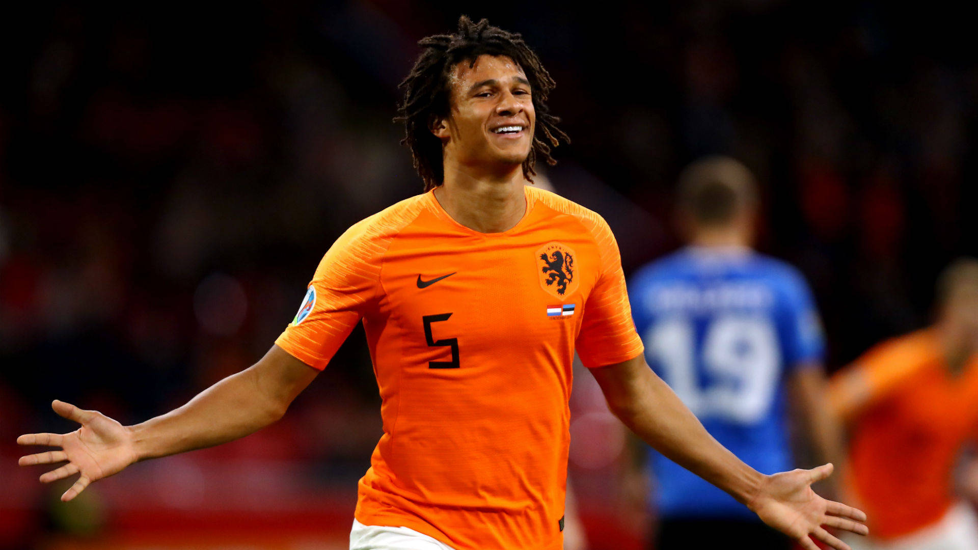 Nathan Ake Netherlands With Open Arms Wallpaper