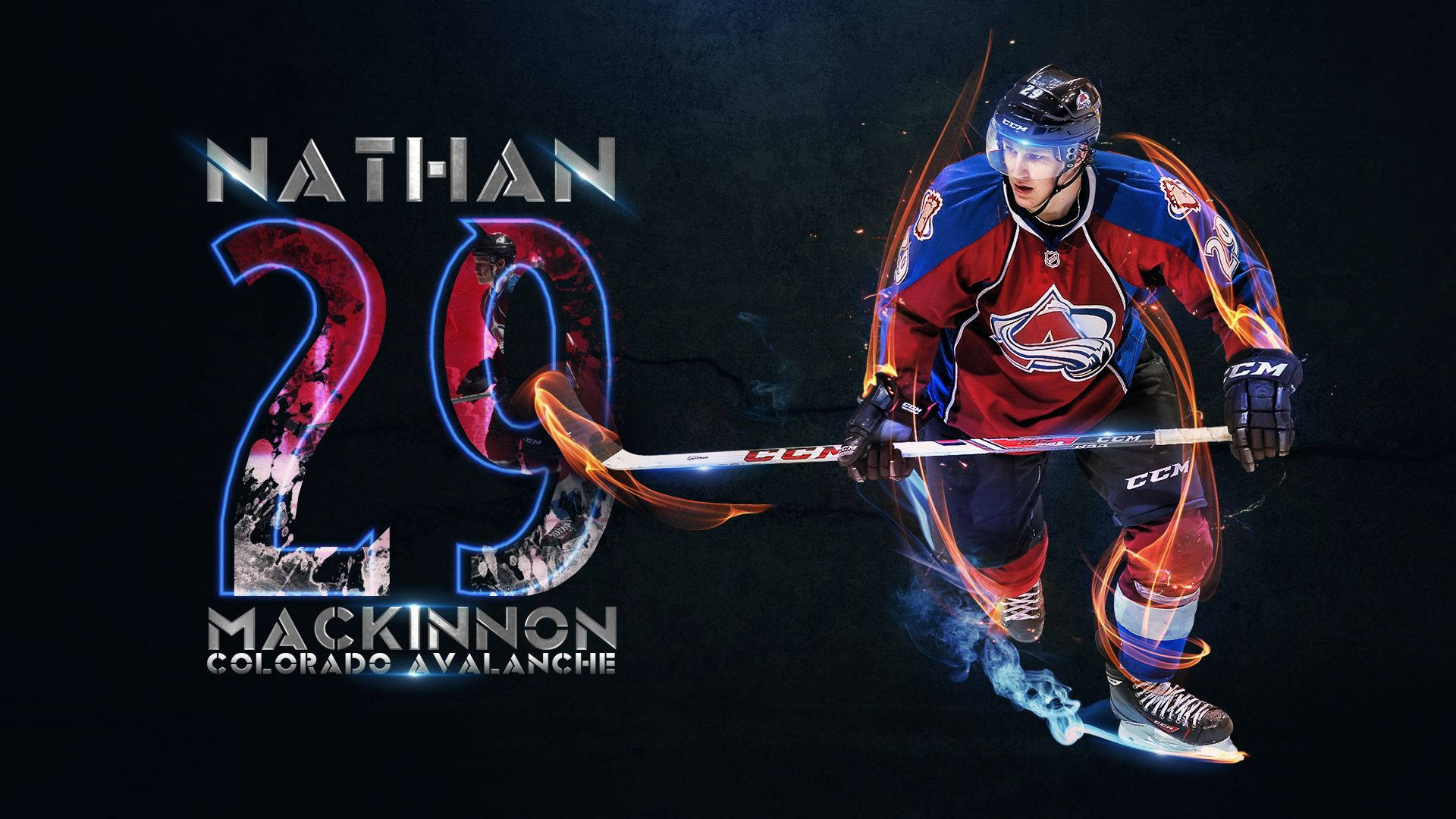 Nathan Mackinnon Graphic Fire Effects Wallpaper