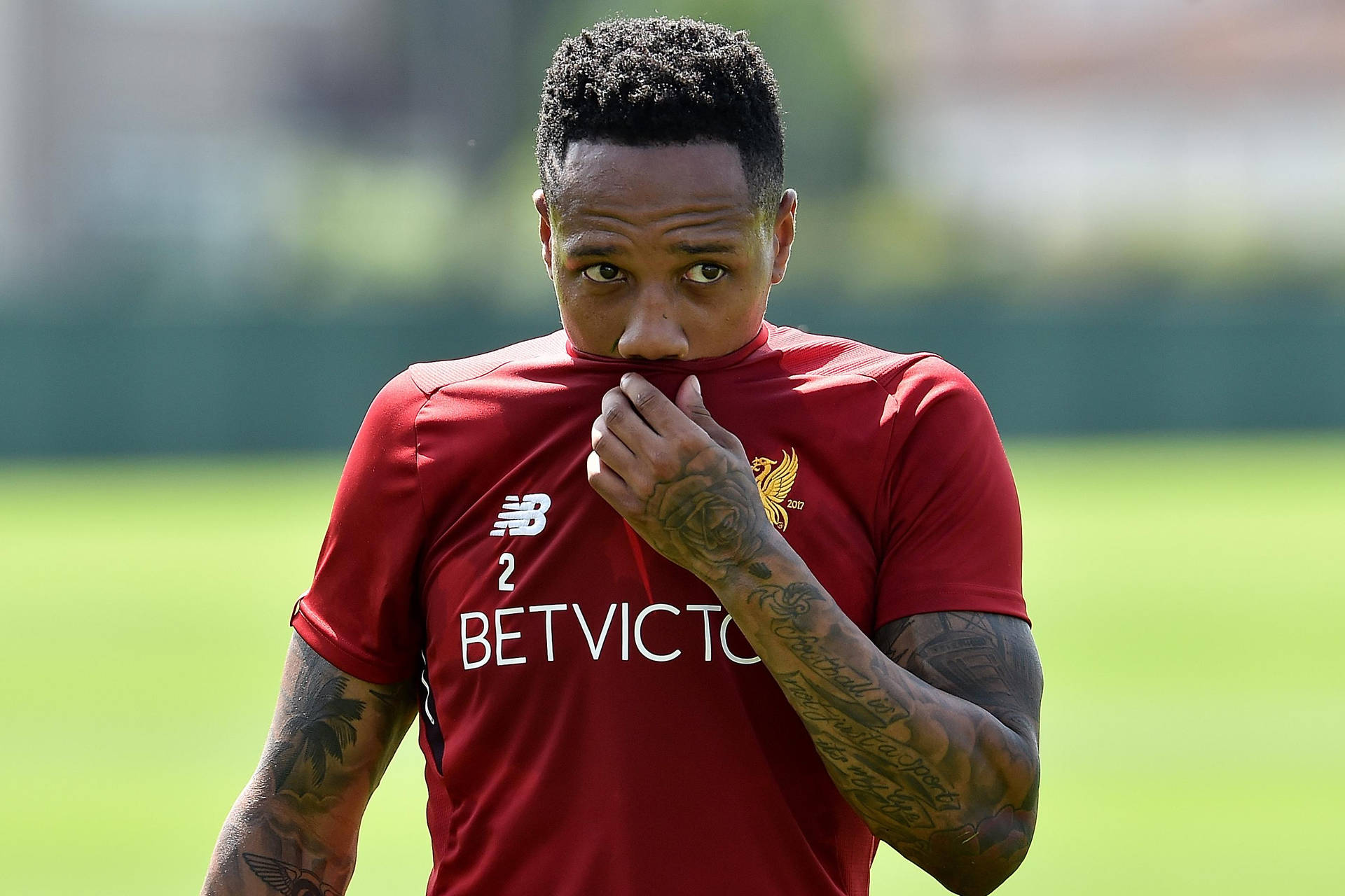 Nathaniel Clyne Wiping His Mouth Wallpaper