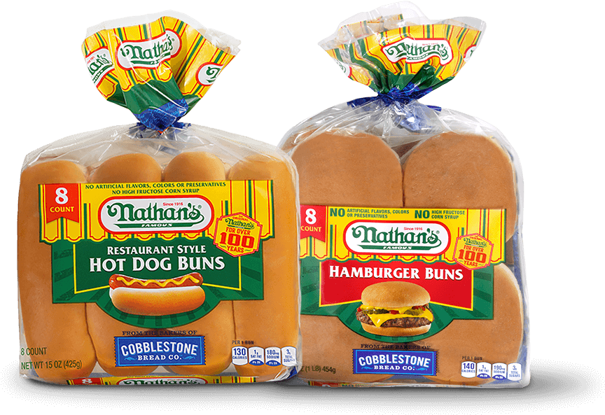 Nathans Hot Dogand Hamburger Buns Packaging PNG